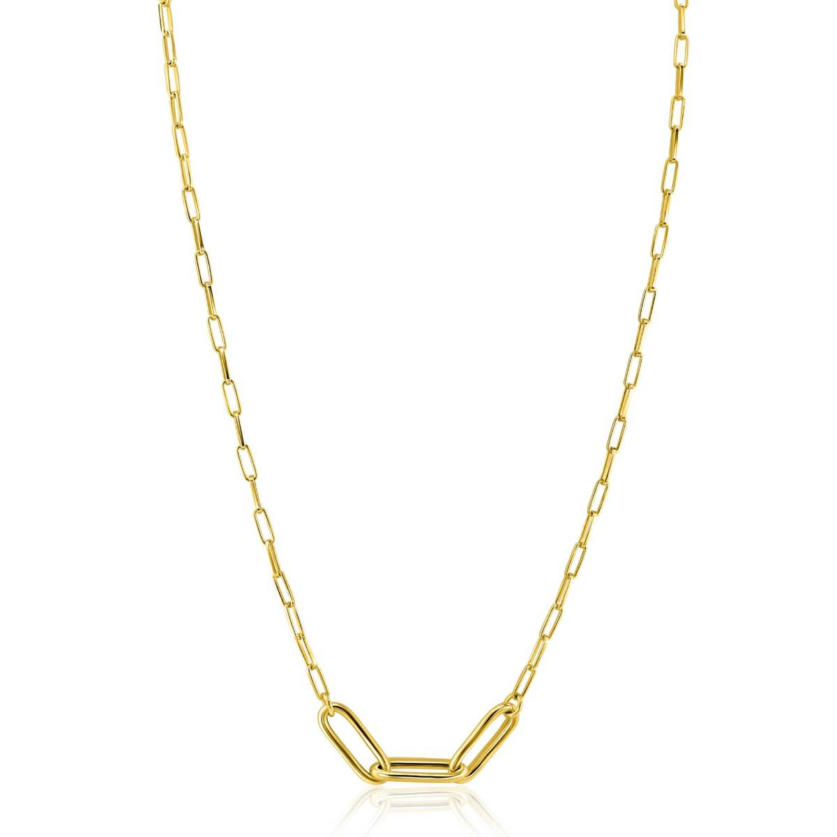 Zinzi ZIC2522 goudkleurige schakelketting met ovale schakels 15 mm breed - Lengte 40-45 cm