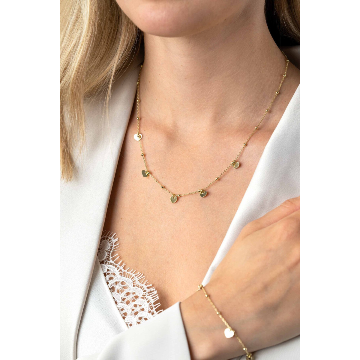 Zinzi ZIC2531G goudkleurige ketting met hart hangers 6 mm - Lengte 42-45 cm