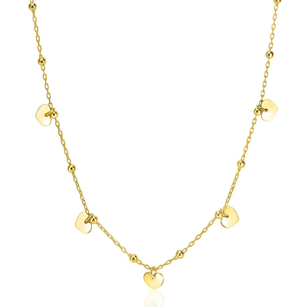 Zinzi ZIC2531G goudkleurige ketting met hart hangers 6 mm - Lengte 42-45 cm