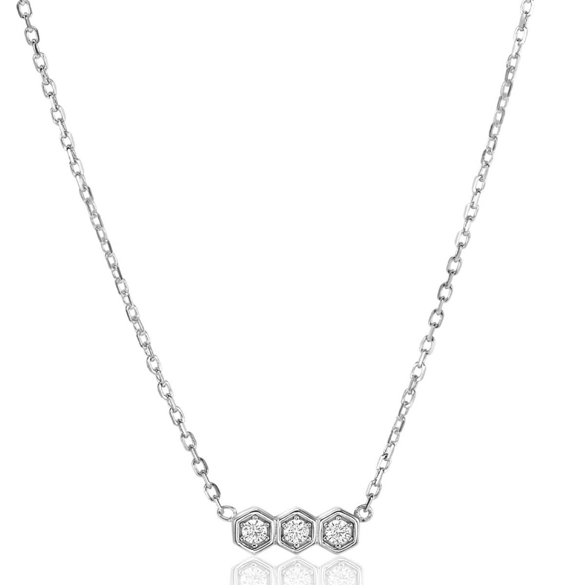 Zinzi ZIC2543 925 zilveren ketting met zirkonia hanger 13 mm breed - Lengte 42-45 cm