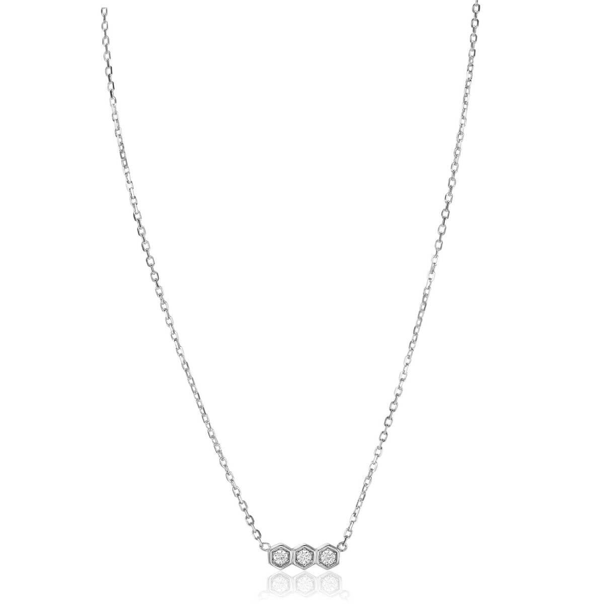 Zinzi ZIC2543 925 zilveren ketting met zirkonia hanger 13 mm breed - Lengte 42-45 cm