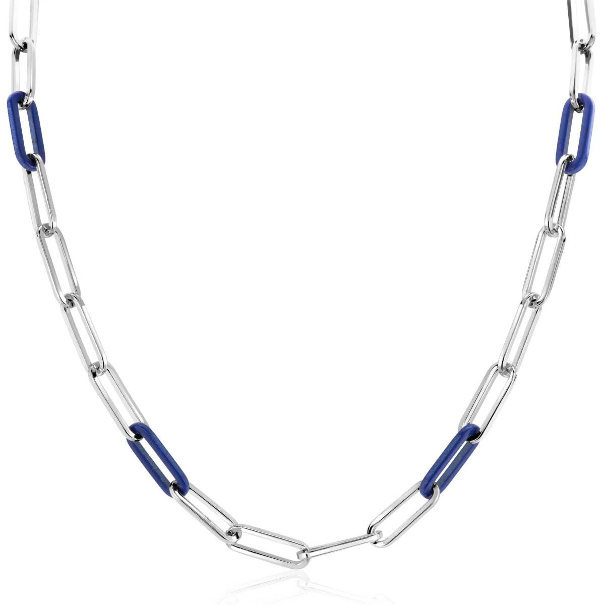 Zinzi ZIC2549 zilveren schakelketting met lapis lazuli 6.5 mm breed - Lengte 45 cm