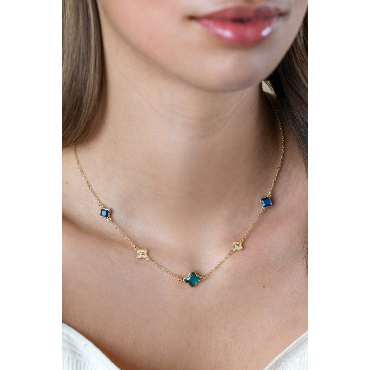 Zinzi ZIC2583 goudkleurige ketting met blad 10 mm breed - Lengte 40-45 cm