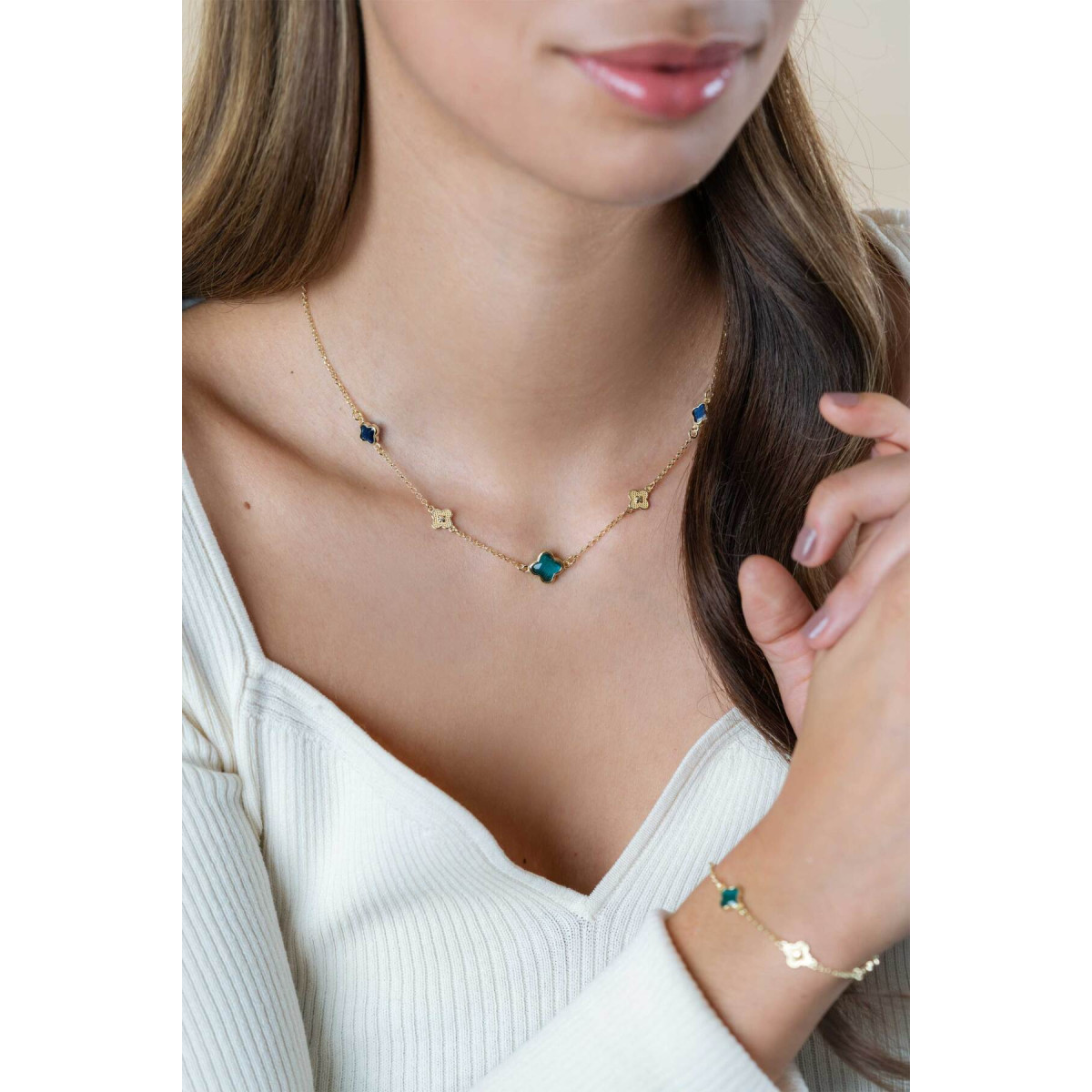 Zinzi ZIC2583 goudkleurige ketting met blad 10 mm breed - Lengte 40-45 cm