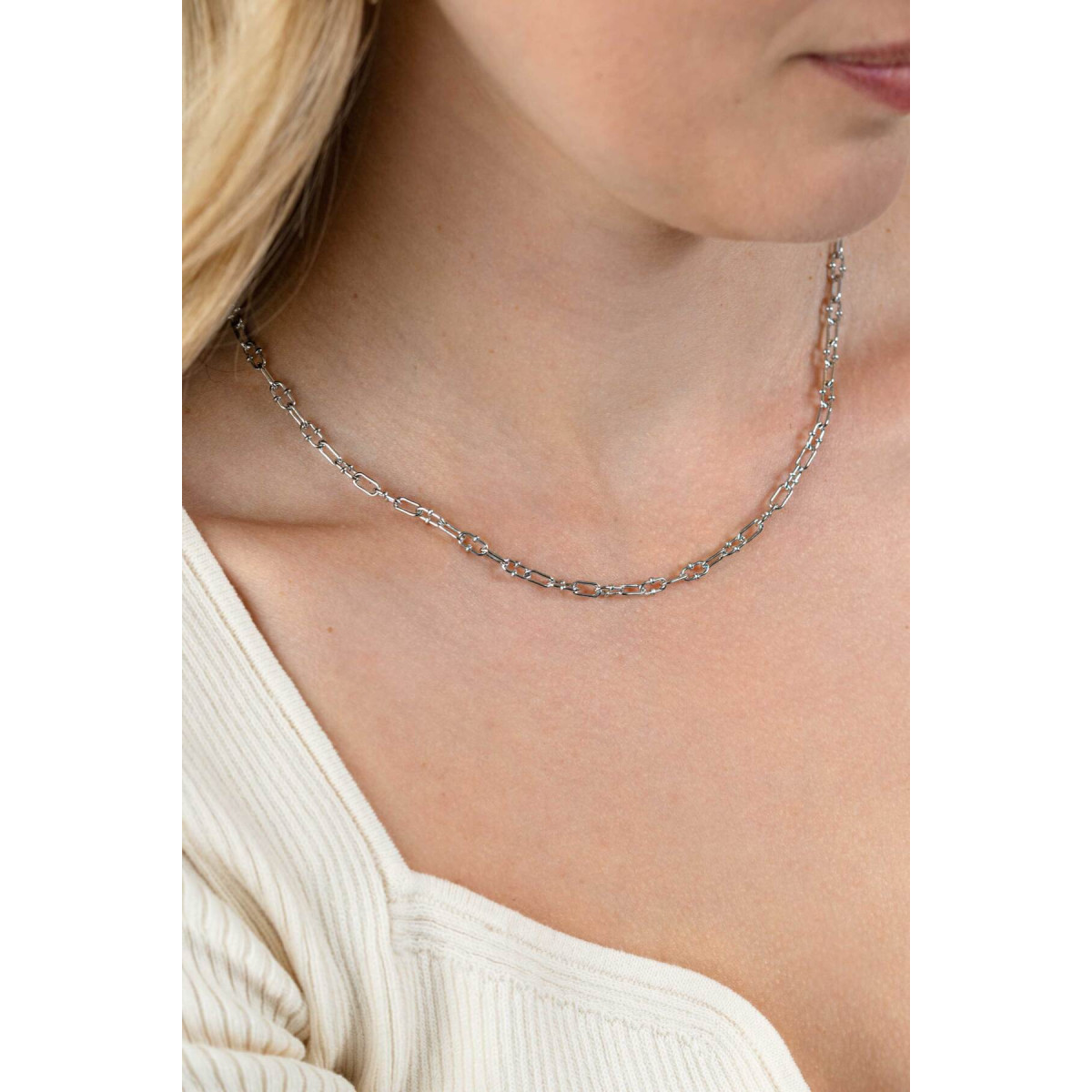 Zinzi ZIC2586 zilveren ketting met paperclip schakel 4 mm breed - Lengte 42-45 cm