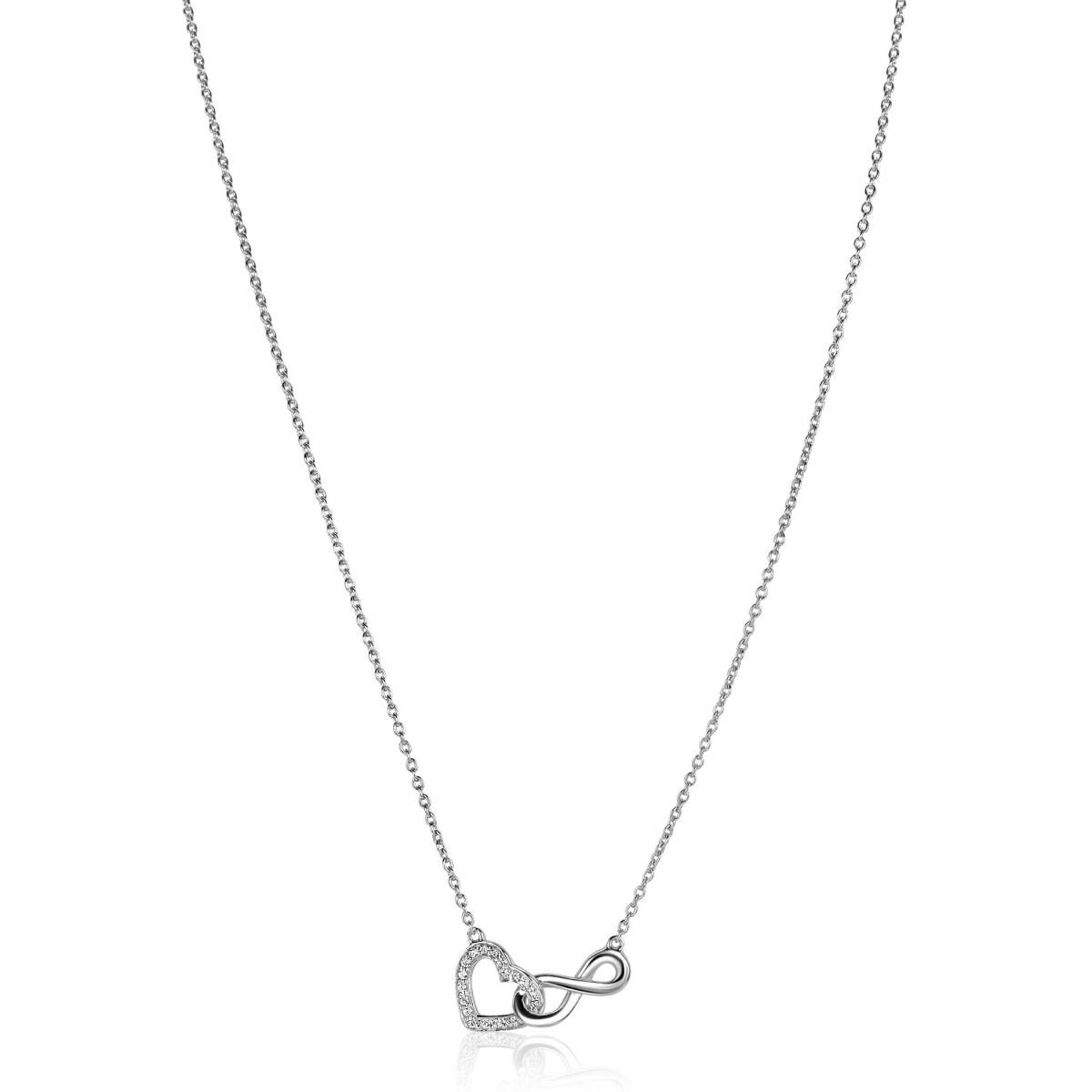 Zinzi ZIC2596 zilveren ketting met hanger hart en infinity 8.5 mm breed - Lengte 42-45 cm