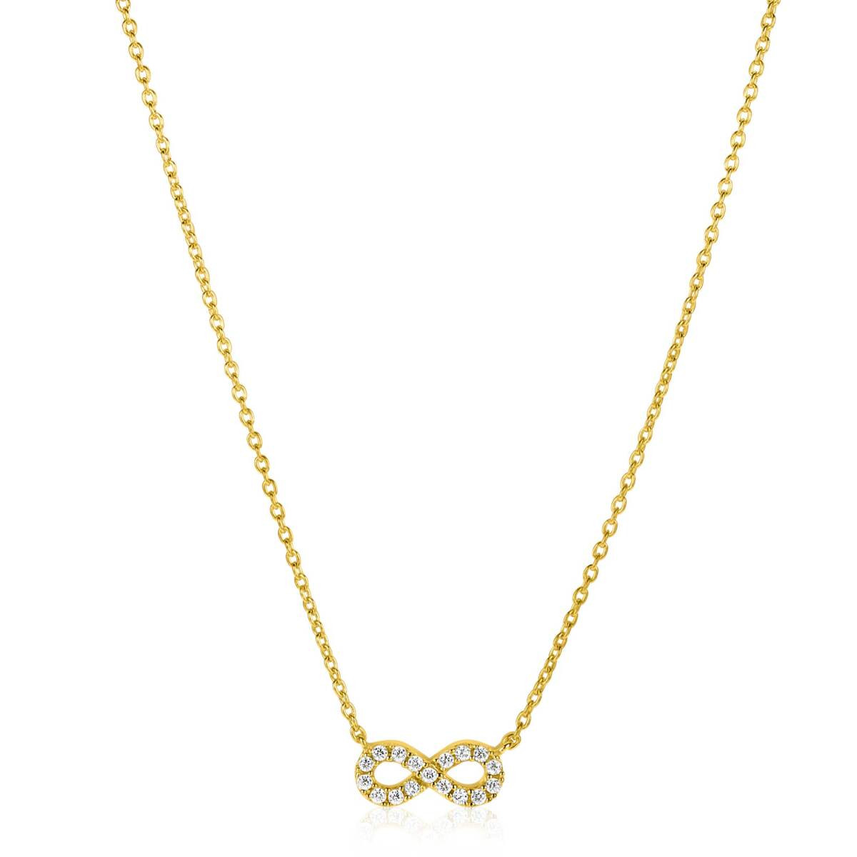 Zinzi ZIC2597Y gold plated ketting met infinity hanger zirkonia 5.4 mm - Lengte 42-45 cm