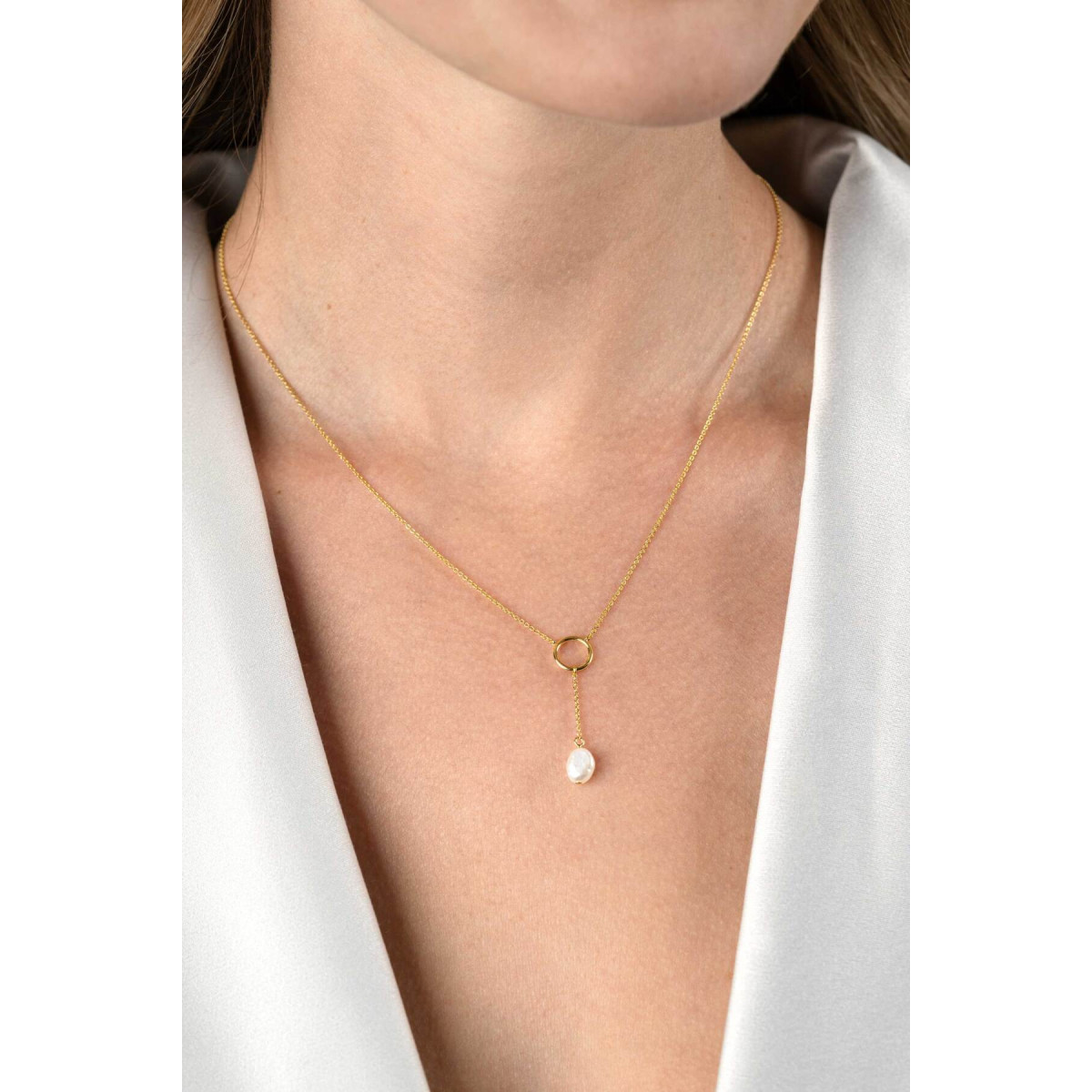Zinzi ZIC2615 goudkleurige Y-ketting met anker schakel - Lengte 42-45 cm
