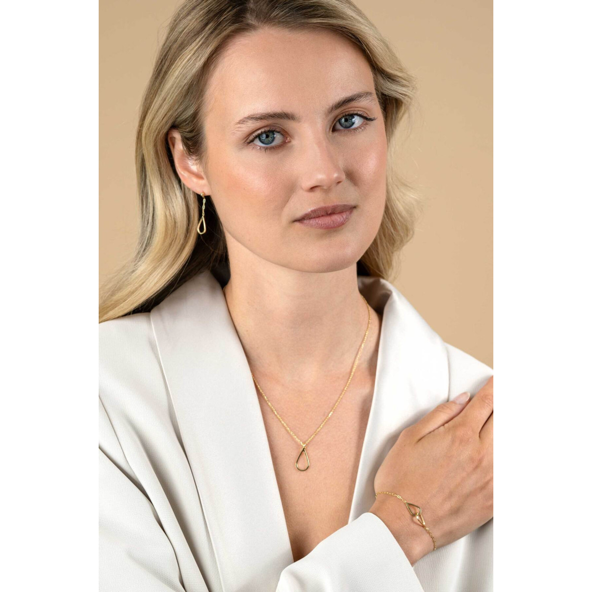 Zinzi ZIC2635 goudkleurige ketting met hanger druppel 10 mm - Lengte 42-45 cm