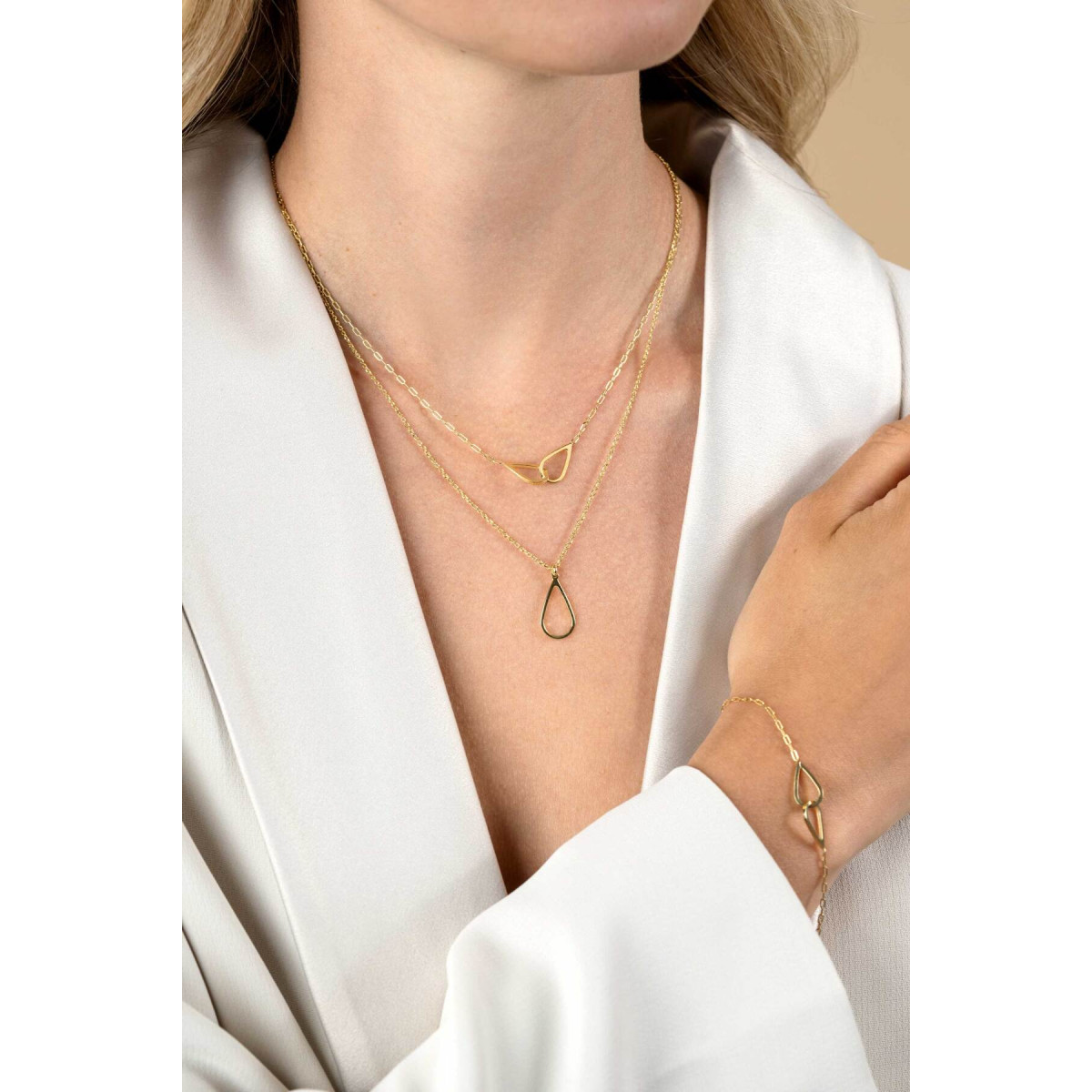 Zinzi ZIC2635 goudkleurige ketting met hanger druppel 10 mm - Lengte 42-45 cm
