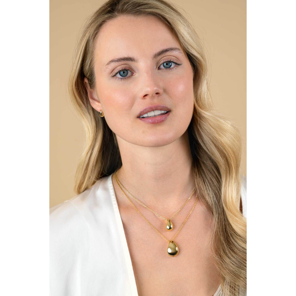 Zinzi ZIC2637G goudkleurige ketting met druppel hanger 24 mm breed - Lengte 45 cm