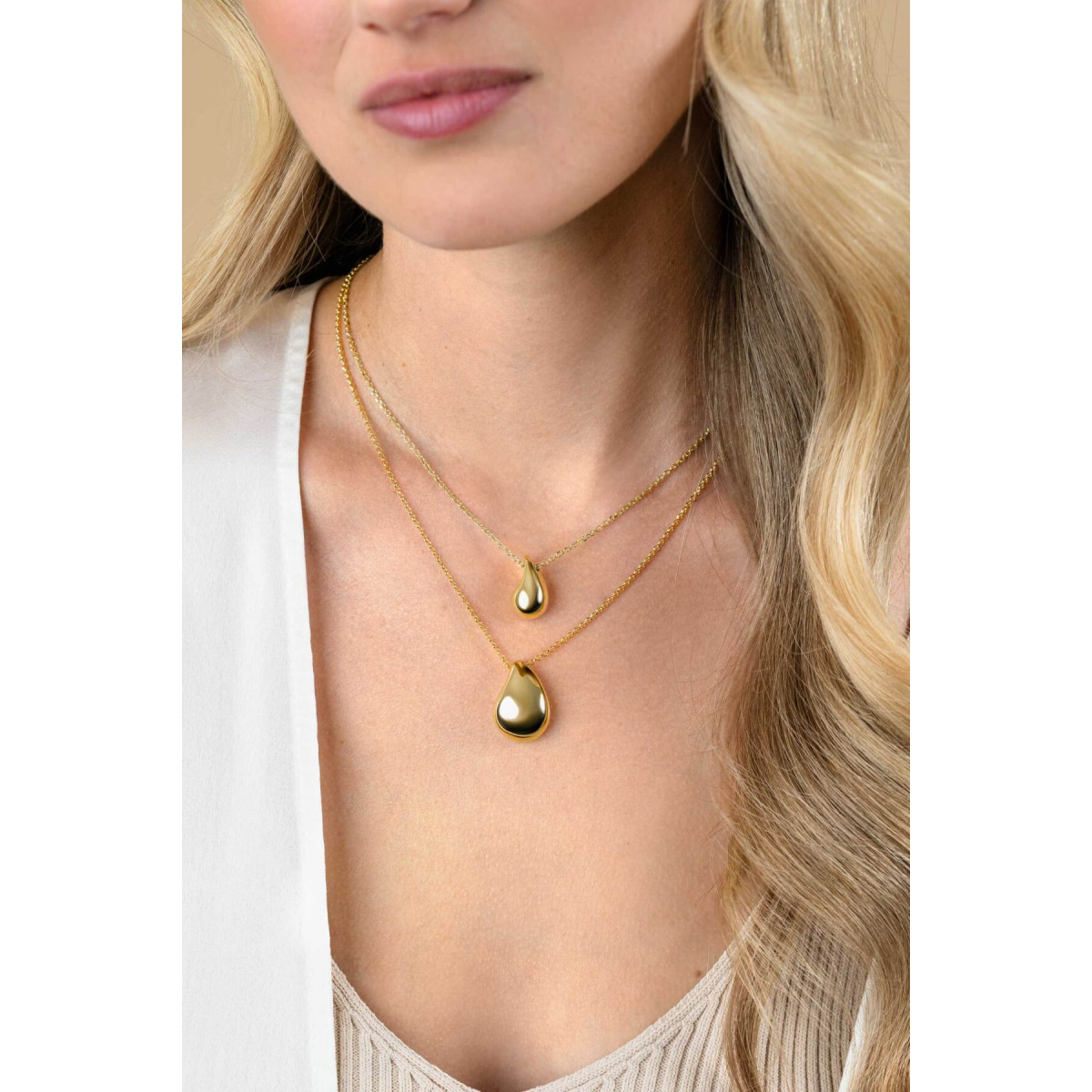 Zinzi ZIC2637G goudkleurige ketting met druppel hanger 24 mm breed - Lengte 45 cm