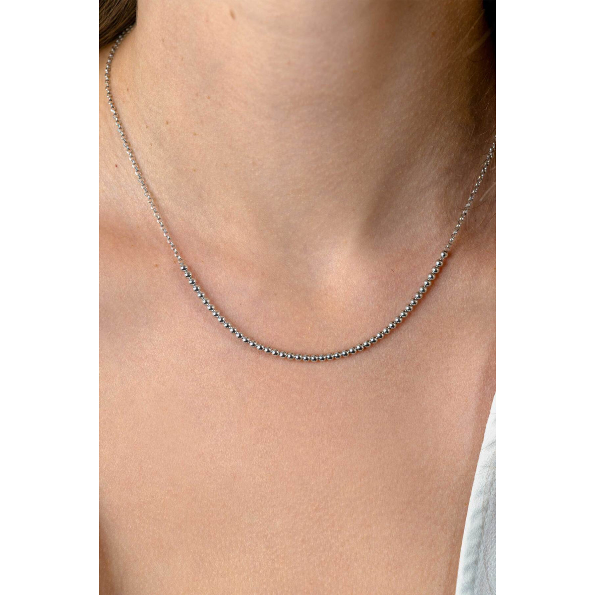 Zinzi ZIC2640 zilveren schakelketting met bolletjes 2.5 mm breed - Lengte 40-45 cm