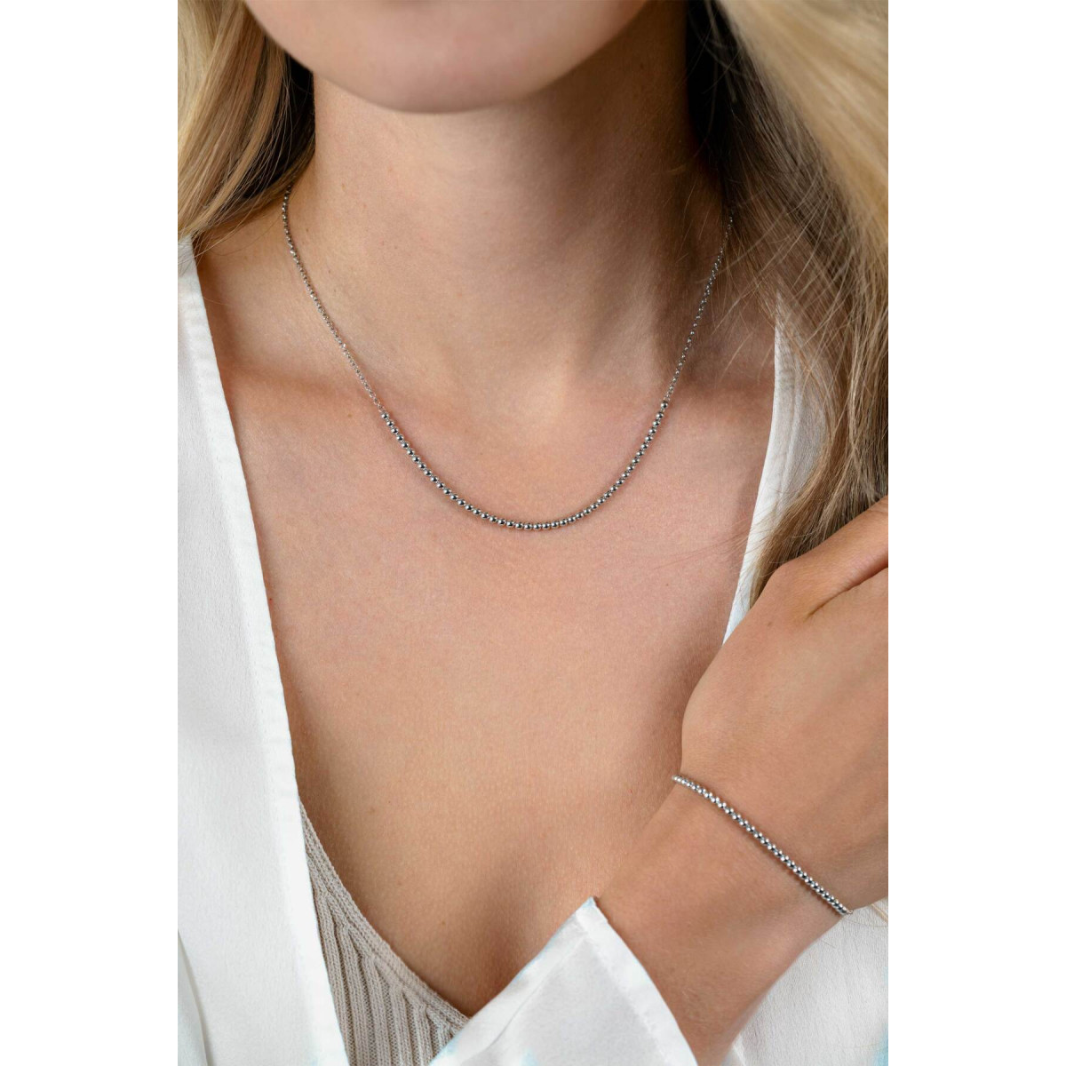 Zinzi ZIC2640 zilveren schakelketting met bolletjes 2.5 mm breed - Lengte 40-45 cm