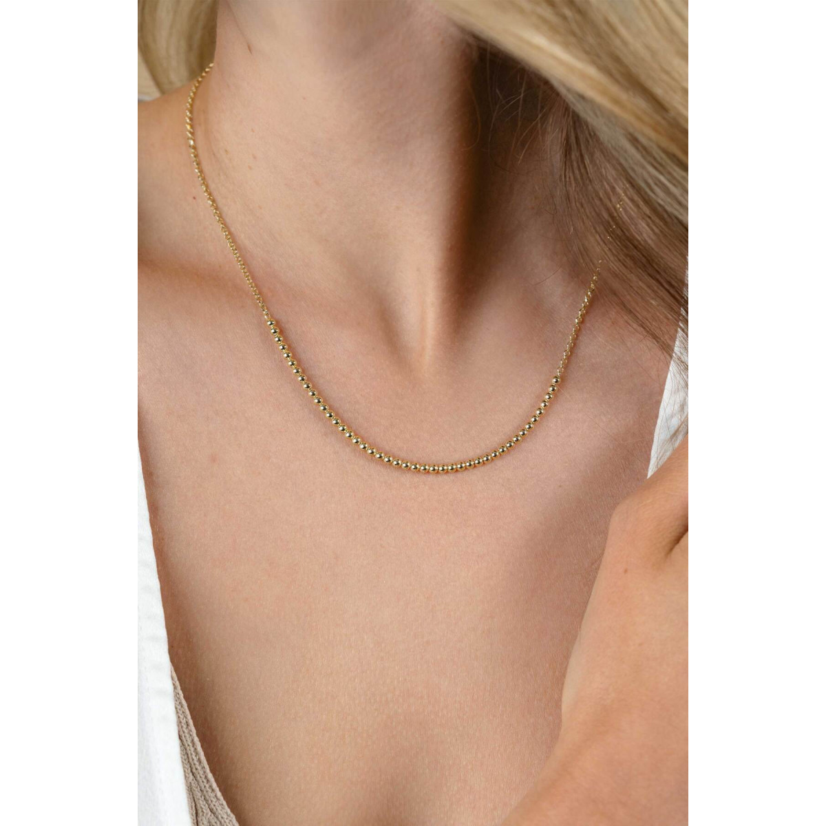 Zinzi ZIC2640G gold plated bolletjes schakelketting 2.5 mm breed - Lengte 40-45 cm
