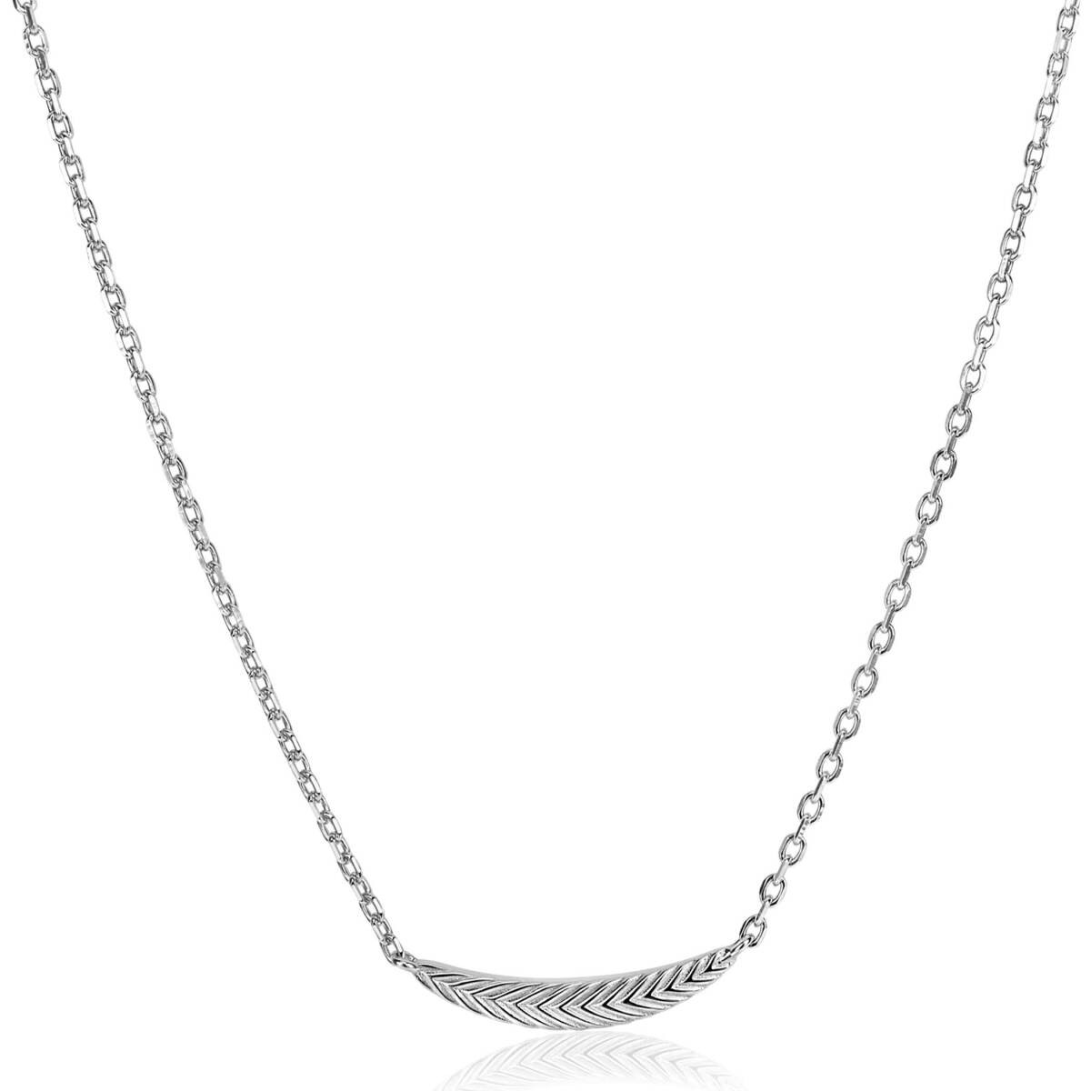 Zinzi ZIC2644 zilveren ketting met hanger veervorm 3.1 mm breed - Lengte 40-45 cm
