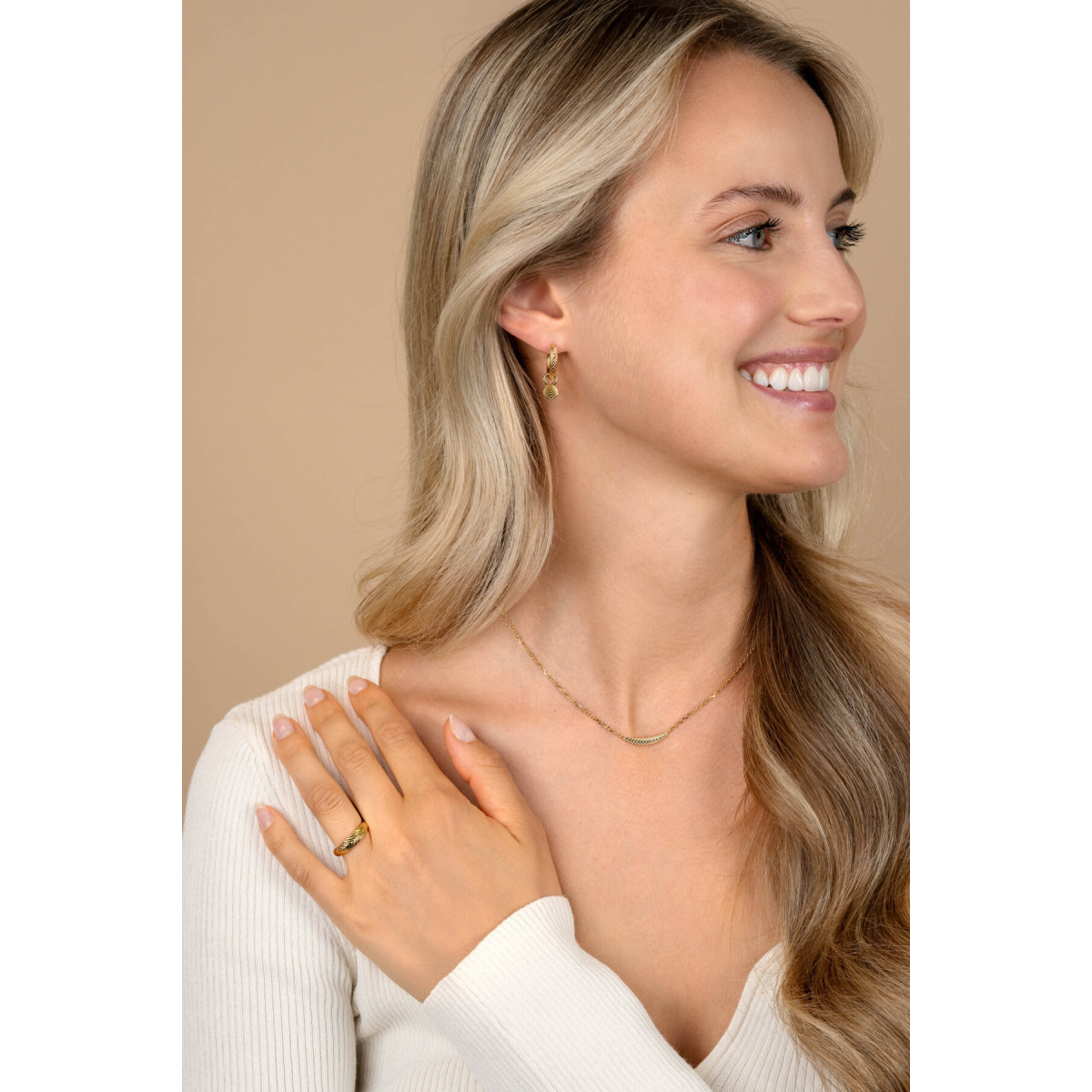 Zinzi ZIC2644G goudkleurige schakelketting met veer hanger 3.1 mm breed - Lengte 40-45 cm