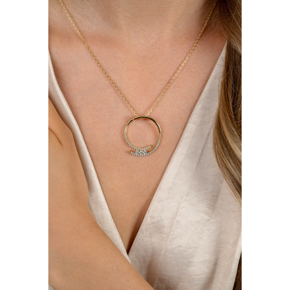 Zinzi ZIC2645Y geel vergulde ketting met briljant geslepen zirkonia - Lengte 45-50 cm
