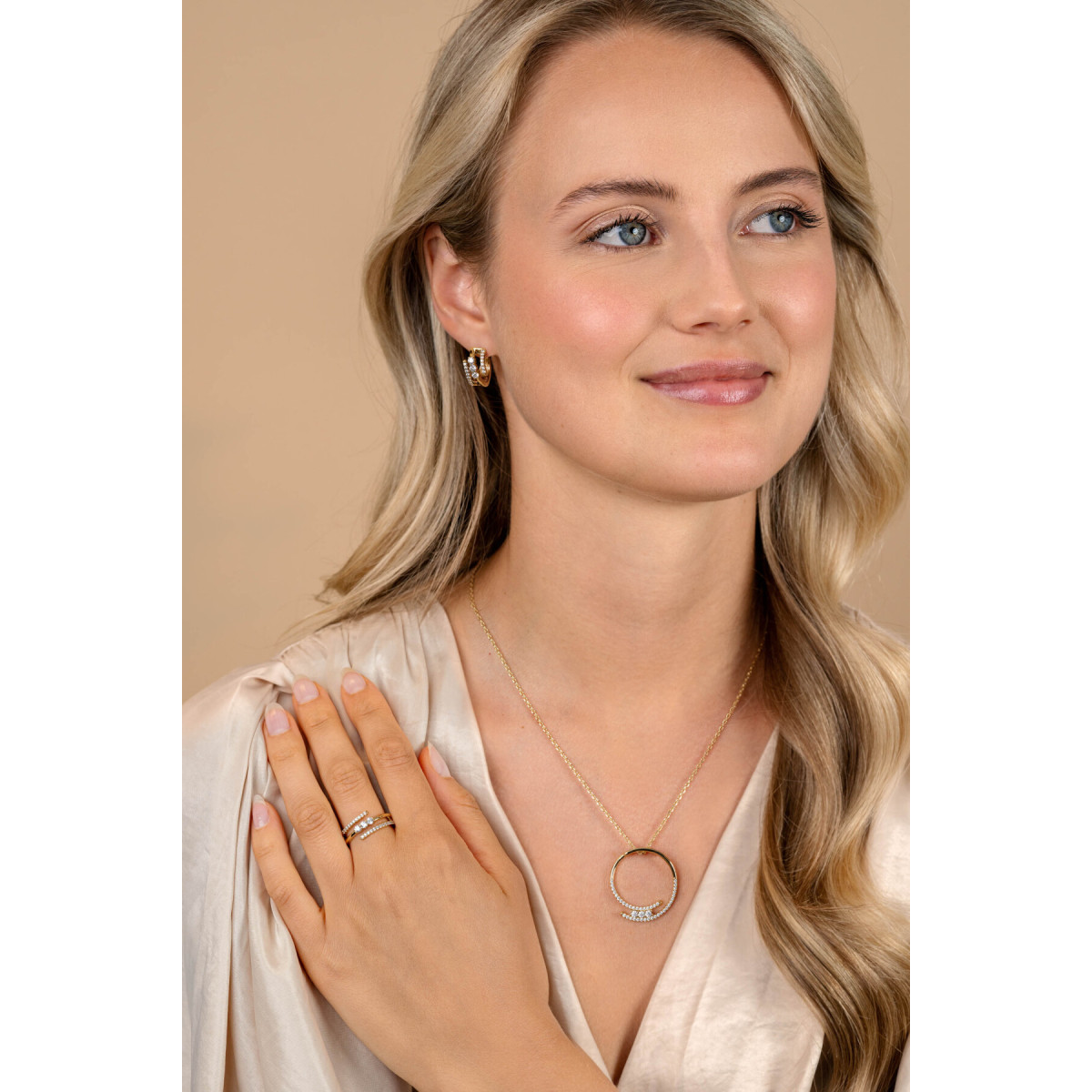 Zinzi ZIC2645Y geel vergulde ketting met briljant geslepen zirkonia - Lengte 45-50 cm