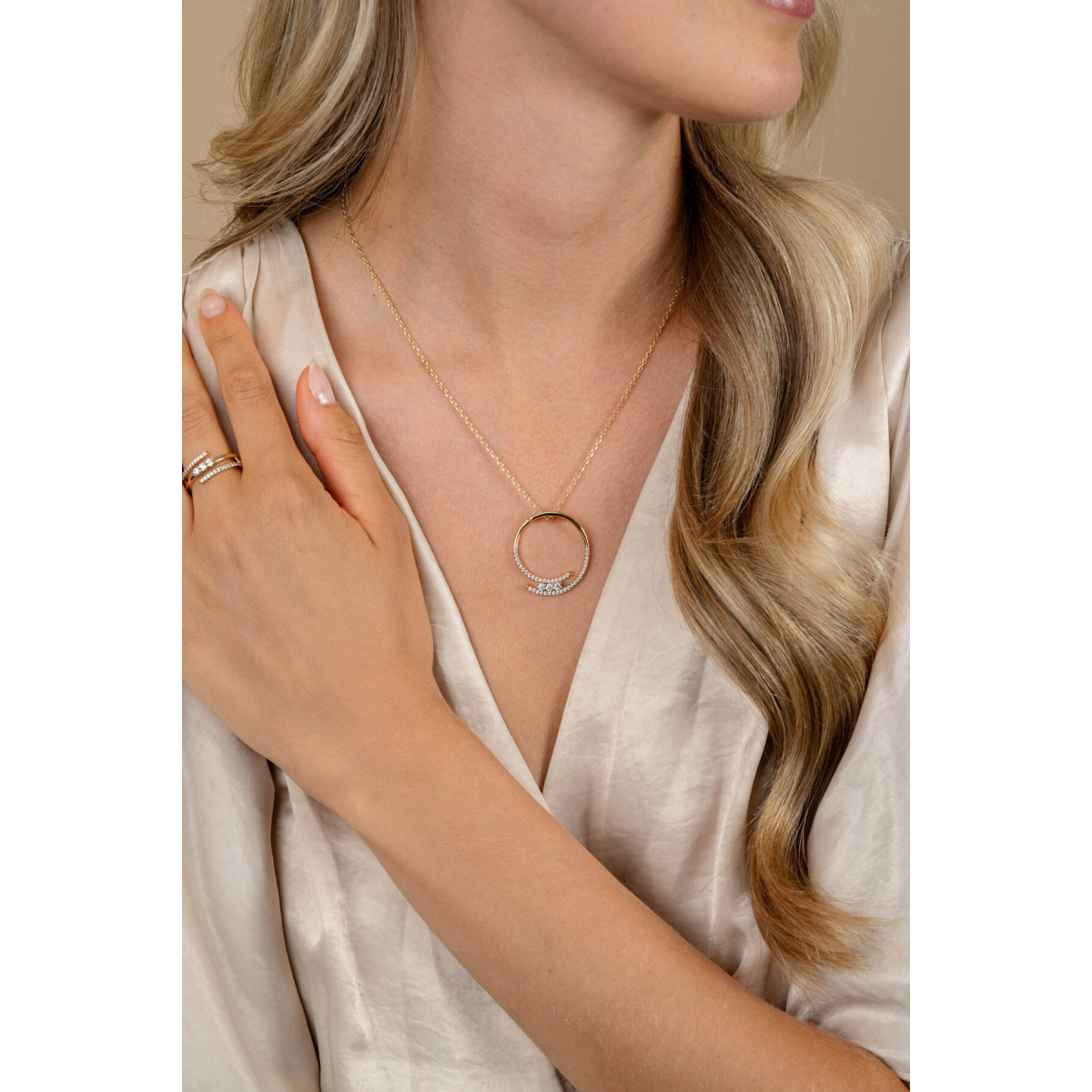 Zinzi ZIC2645Y geel vergulde ketting met briljant geslepen zirkonia - Lengte 45-50 cm