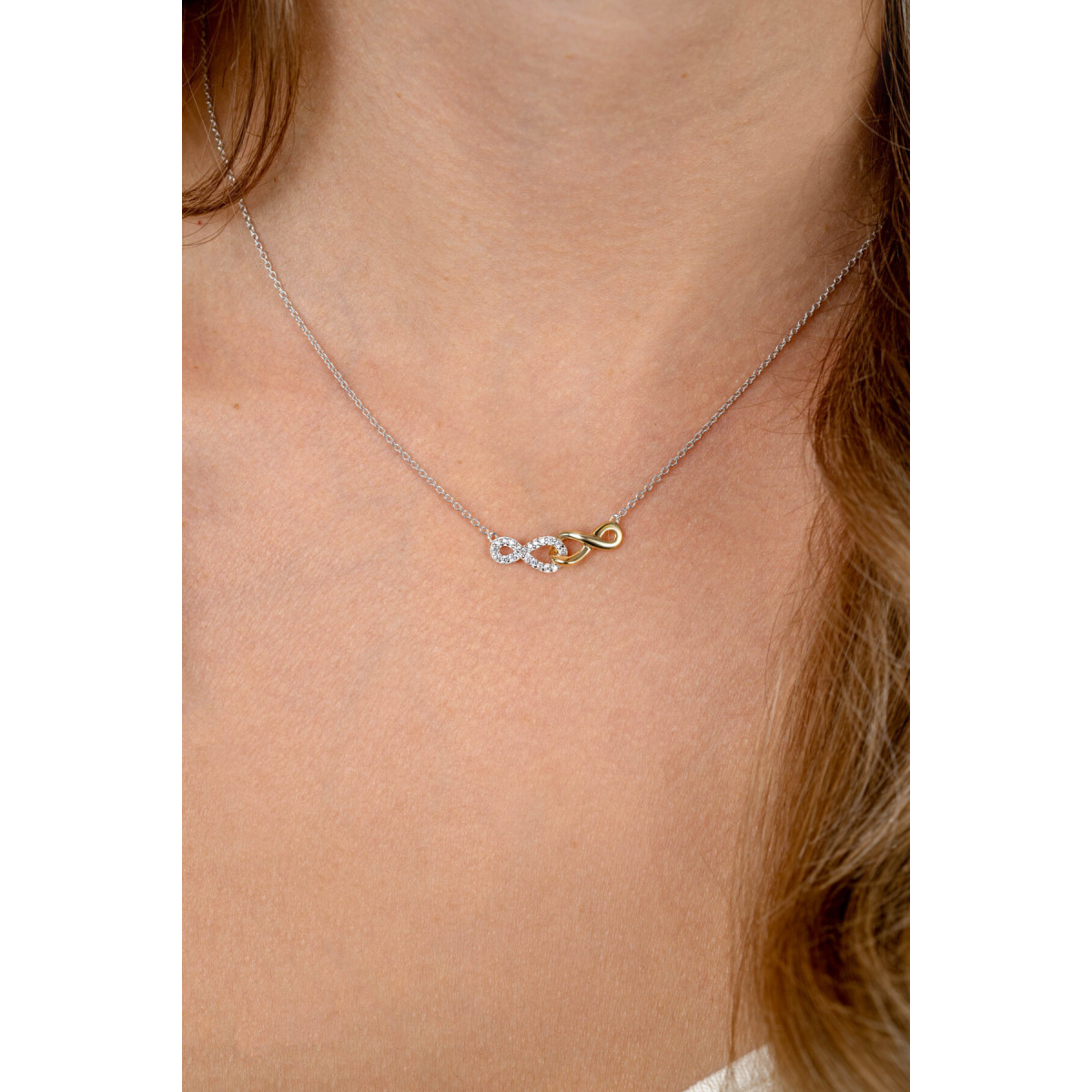 Zinzi ZIC2649 bicolor schakelketting met infinity hanger 5.5 mm breed - Lengte 42-45 cm