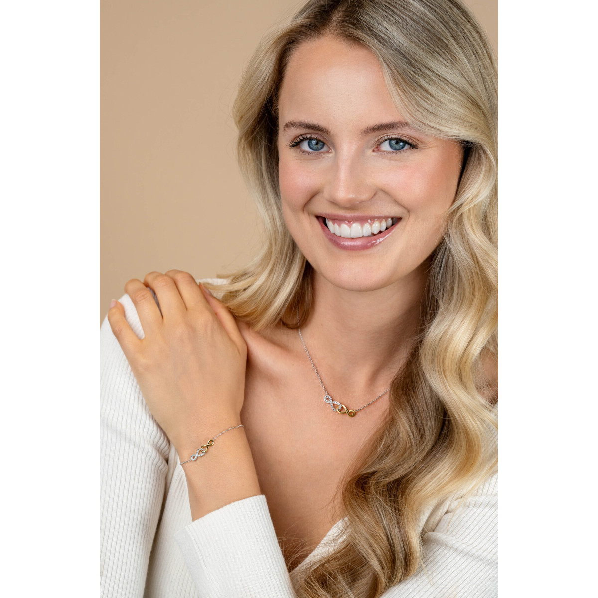 Zinzi ZIC2649 bicolor schakelketting met infinity hanger 5.5 mm breed - Lengte 42-45 cm