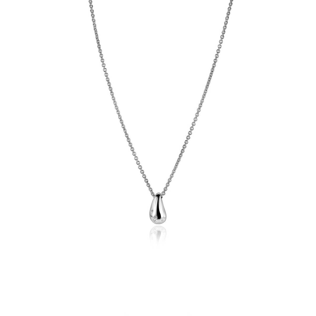 Zinzi ZIC2655 zilverkleurige ketting met zirkonia druppelhanger - Lengte 42-45 cm