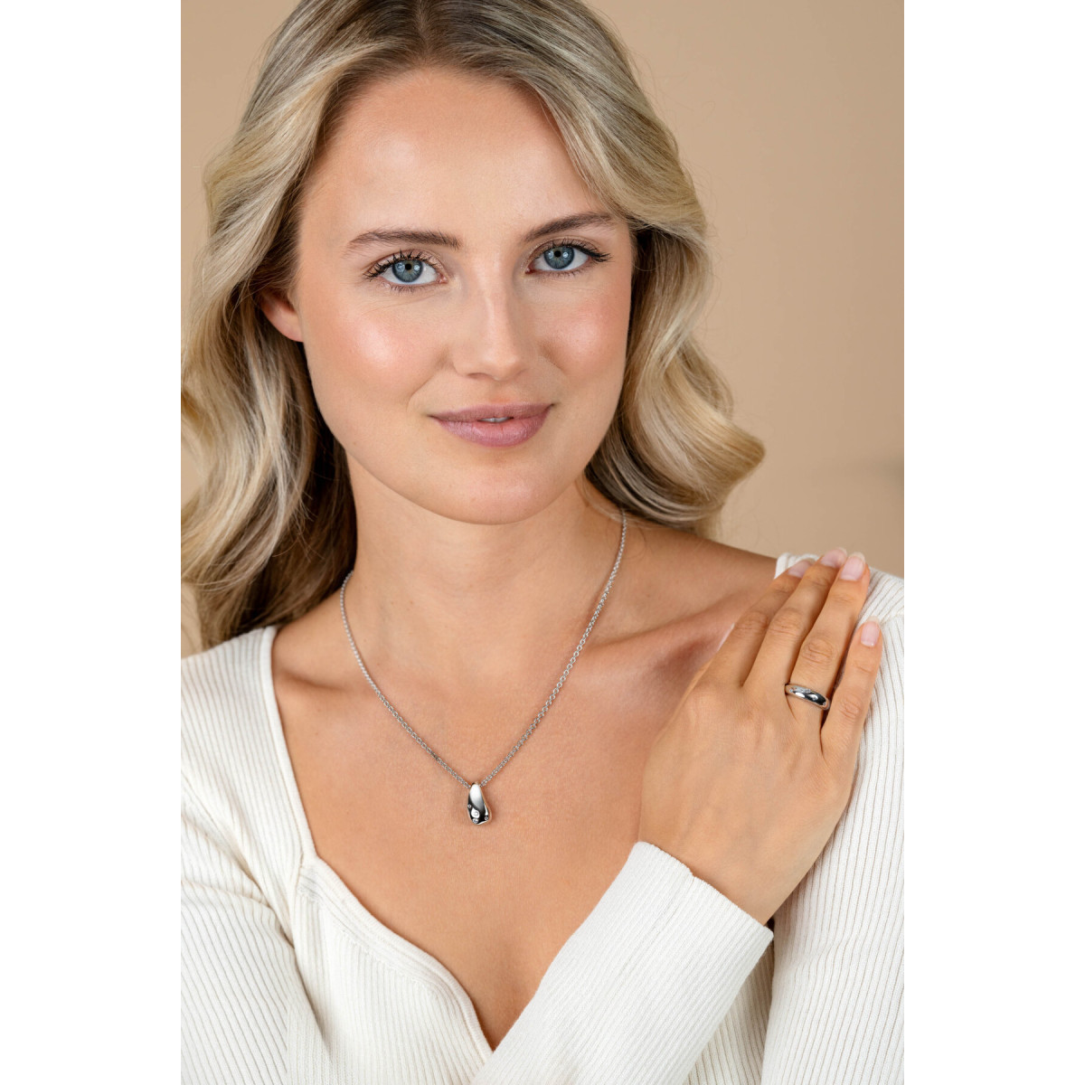 Zinzi ZIC2655 zilverkleurige ketting met zirkonia druppelhanger - Lengte 42-45 cm