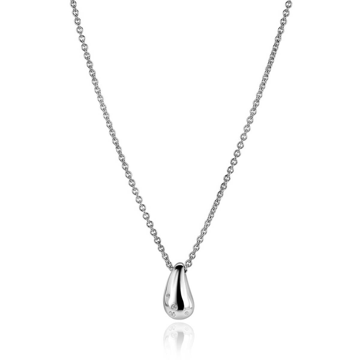 Zinzi ZIC2655 zilverkleurige ketting met zirkonia druppelhanger - Lengte 42-45 cm