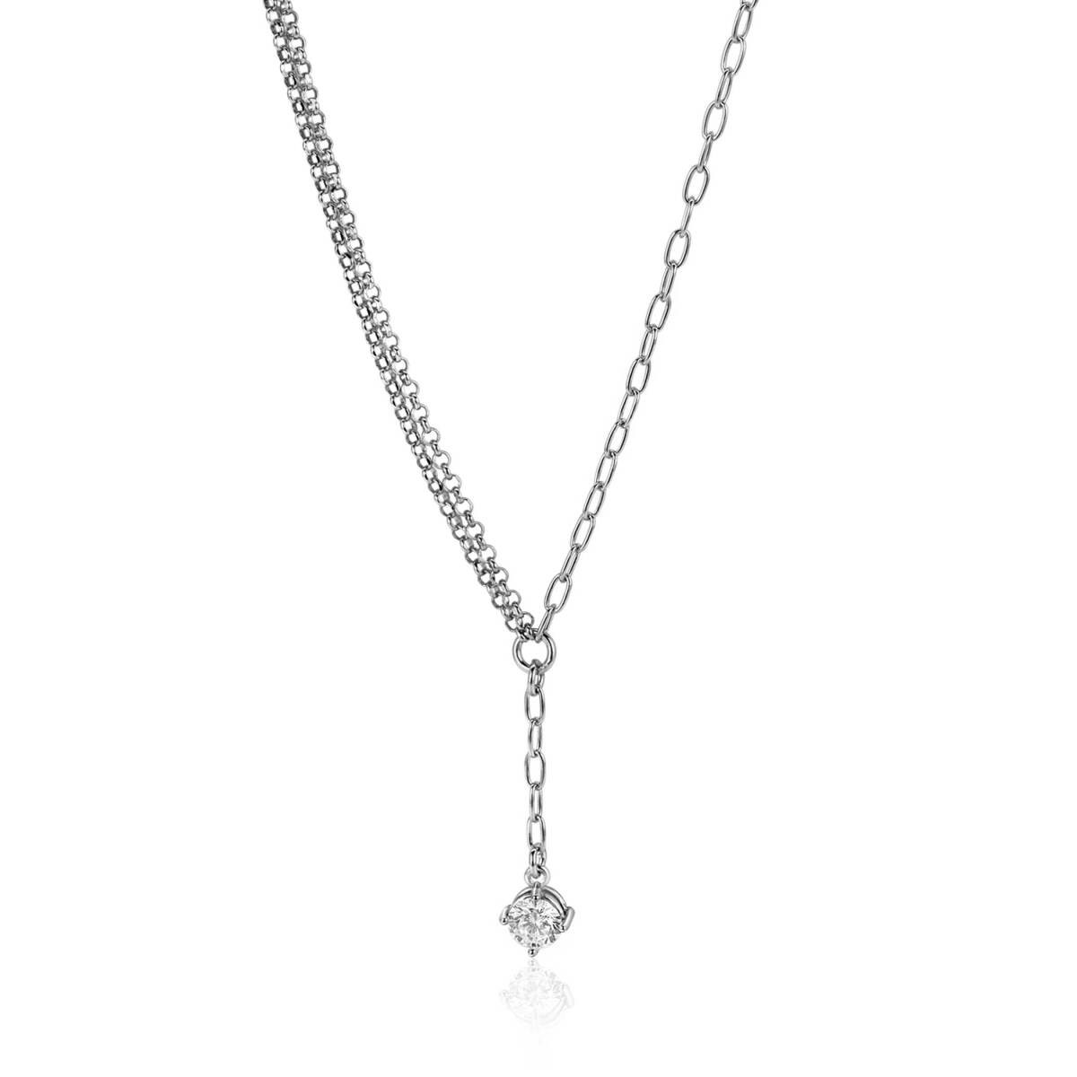 Zinzi ZIC2660 zilveren Y-ketting met zirkonia 6.5 mm breed - Lengte 42-45 cm
