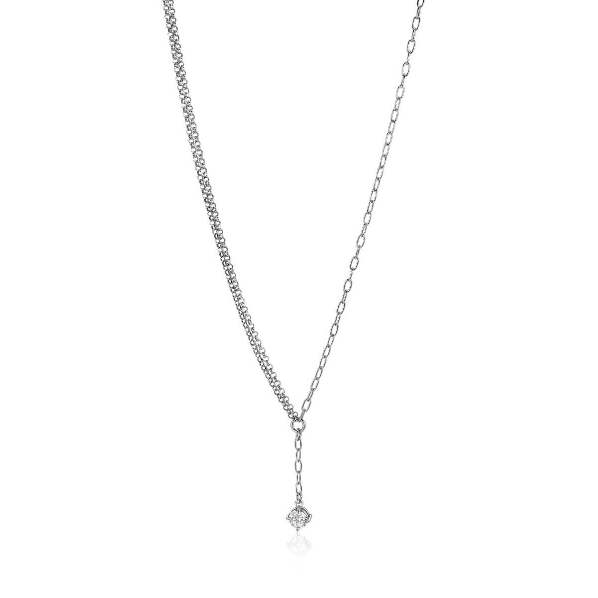 Zinzi ZIC2660 zilveren Y-ketting met zirkonia 6.5 mm breed - Lengte 42-45 cm