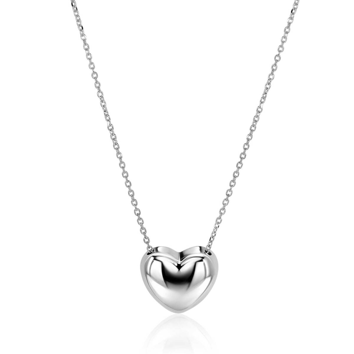 Zinzi ZIC2672 zilveren ketting met hartjes hanger 14.5 mm breed - Lengte 40-45 cm