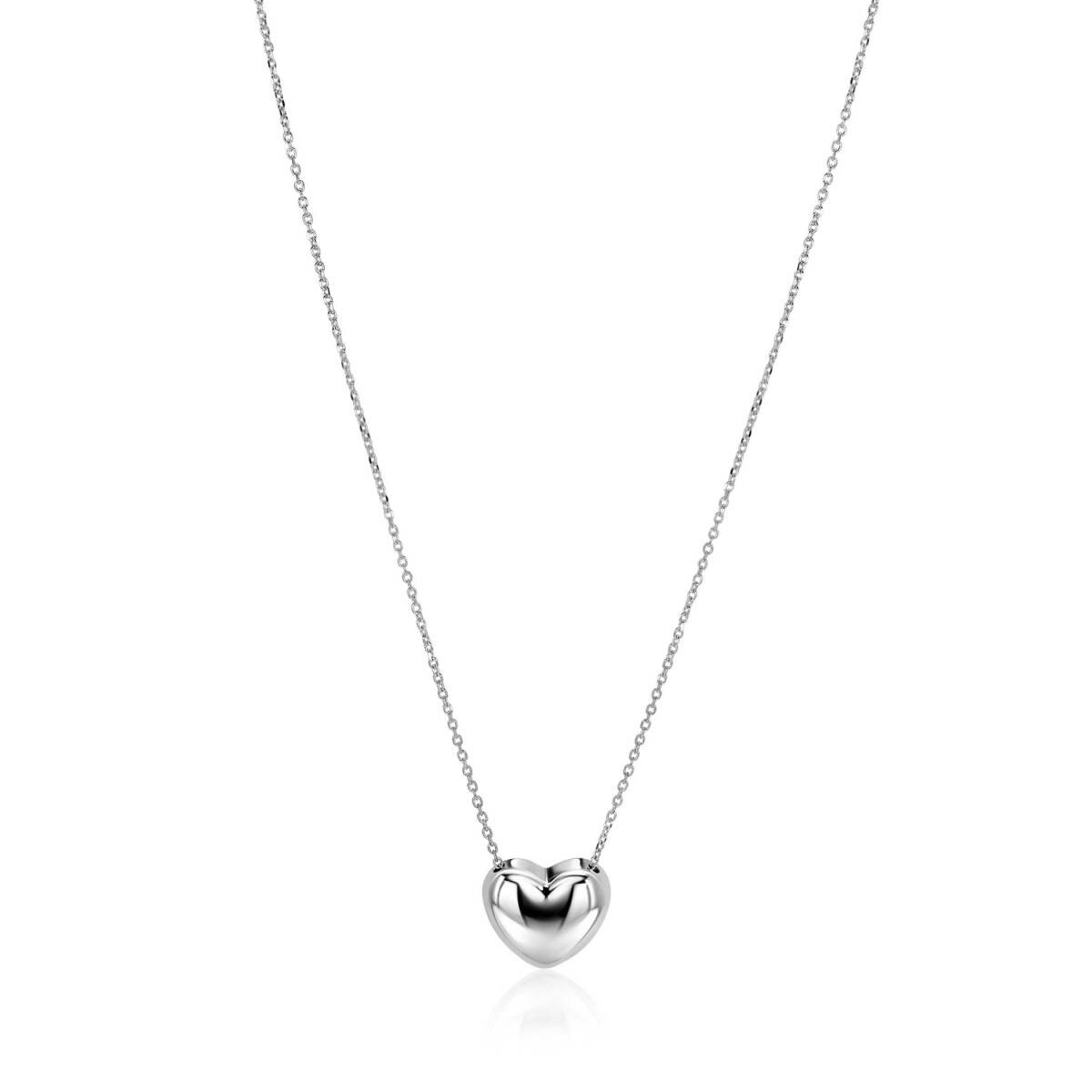 Zinzi ZIC2672 zilveren ketting met hartjes hanger 14.5 mm breed - Lengte 40-45 cm