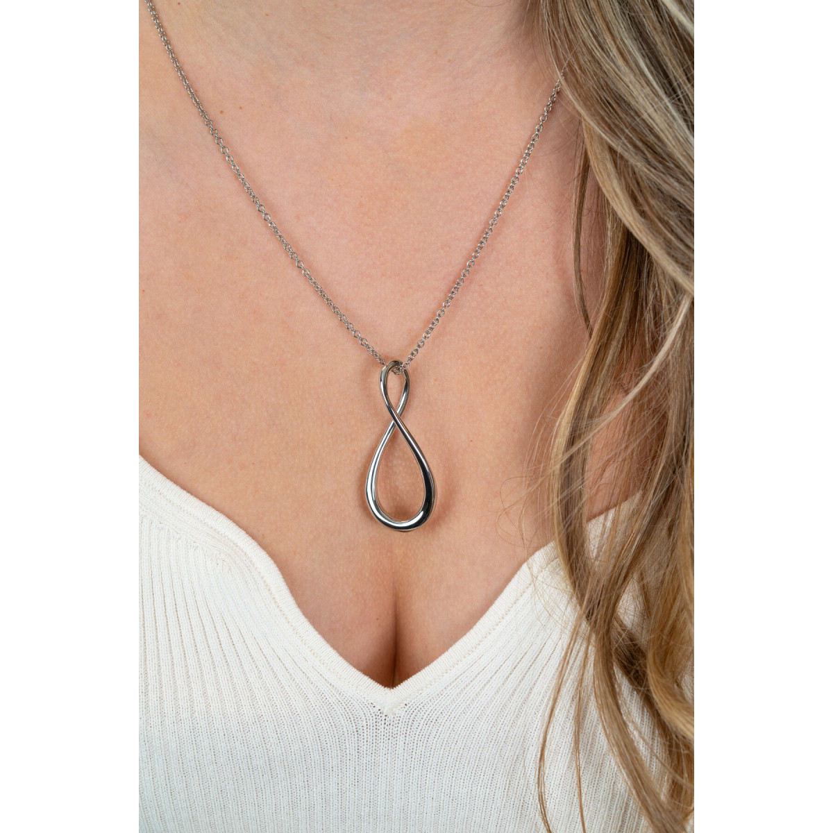 Zinzi ZIC2675 zilveren ketting met hanger infinity 23 mm breed - Lengte 60 cm