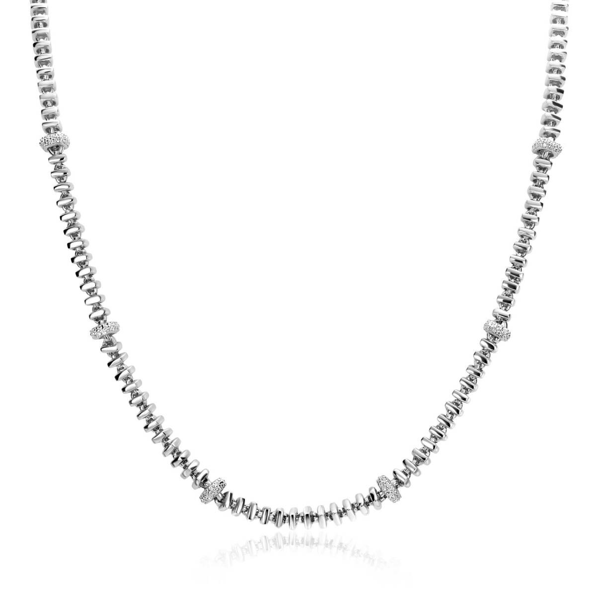 Zinzi ZIC2678 zilveren schakelketting met zirkonia 6 mm breed - Lengte 45 cm