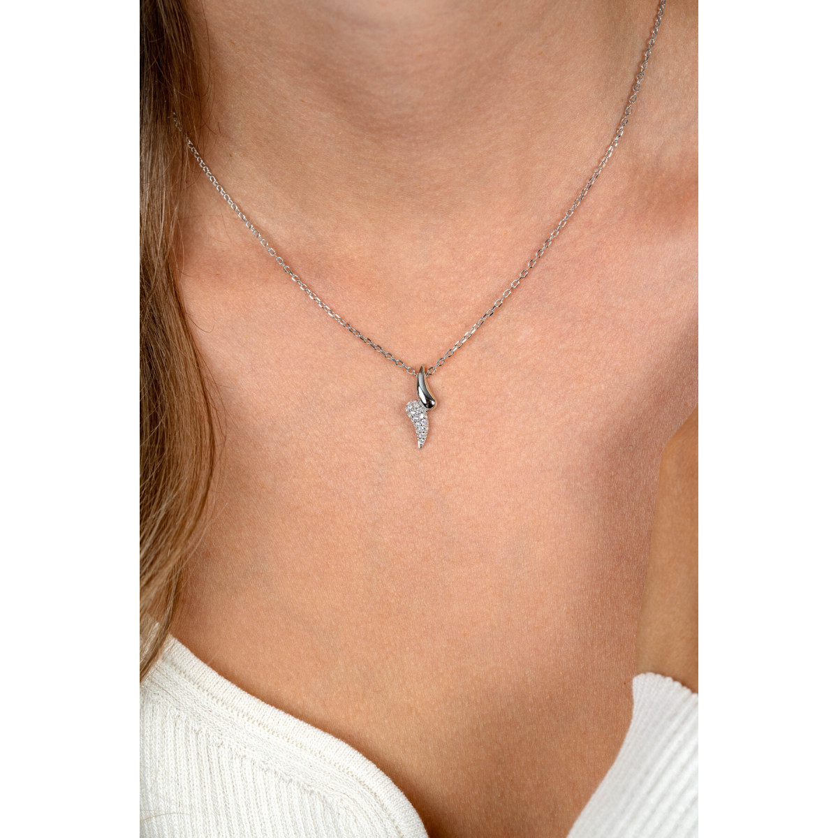 Zinzi ZIC2681 zilveren schakelketting met druppel hanger 7.3 mm breed - Lengte 40-45 cm