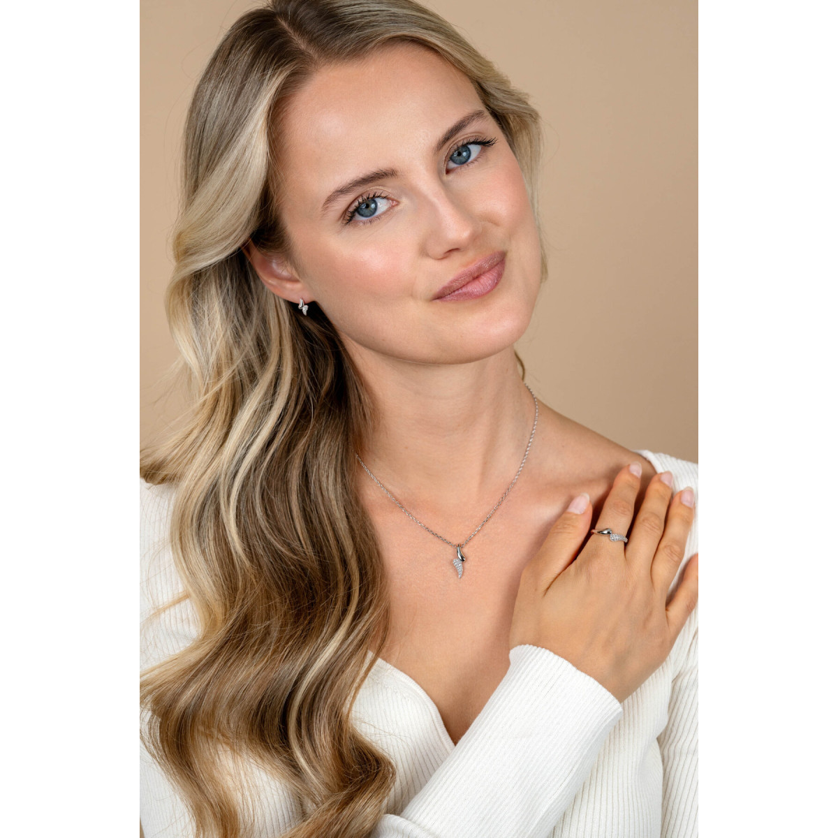 Zinzi ZIC2681 zilveren schakelketting met druppel hanger 7.3 mm breed - Lengte 40-45 cm