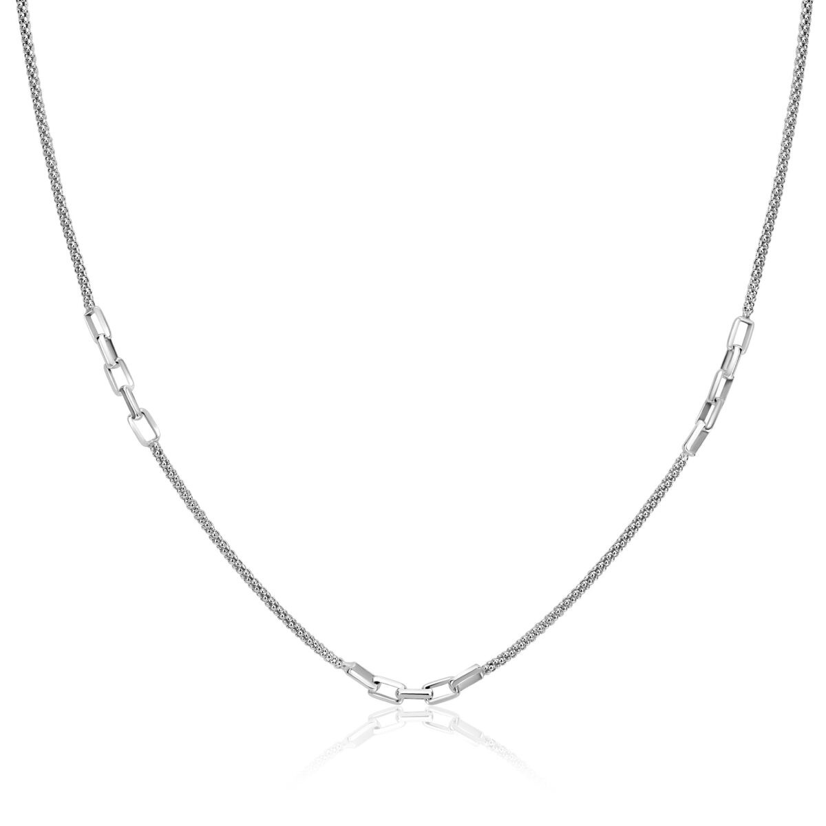 Zinzi ZIC2709 zilveren ketting met rechthoekige schakels 3 mm breed - Lengte 45-48 cm