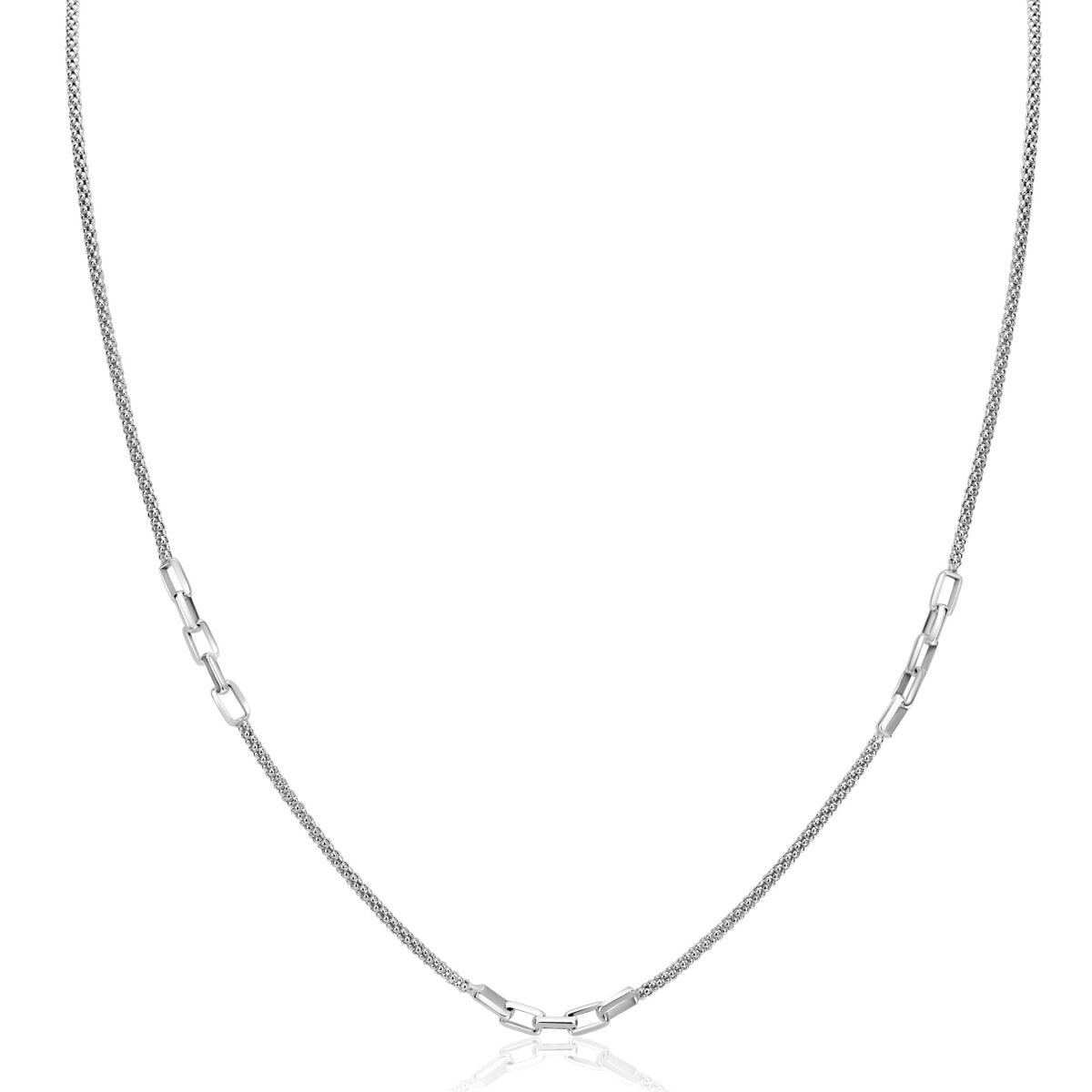 Zinzi ZIC2709 zilveren ketting met rechthoekige schakels 3 mm breed - Lengte 45-48 cm