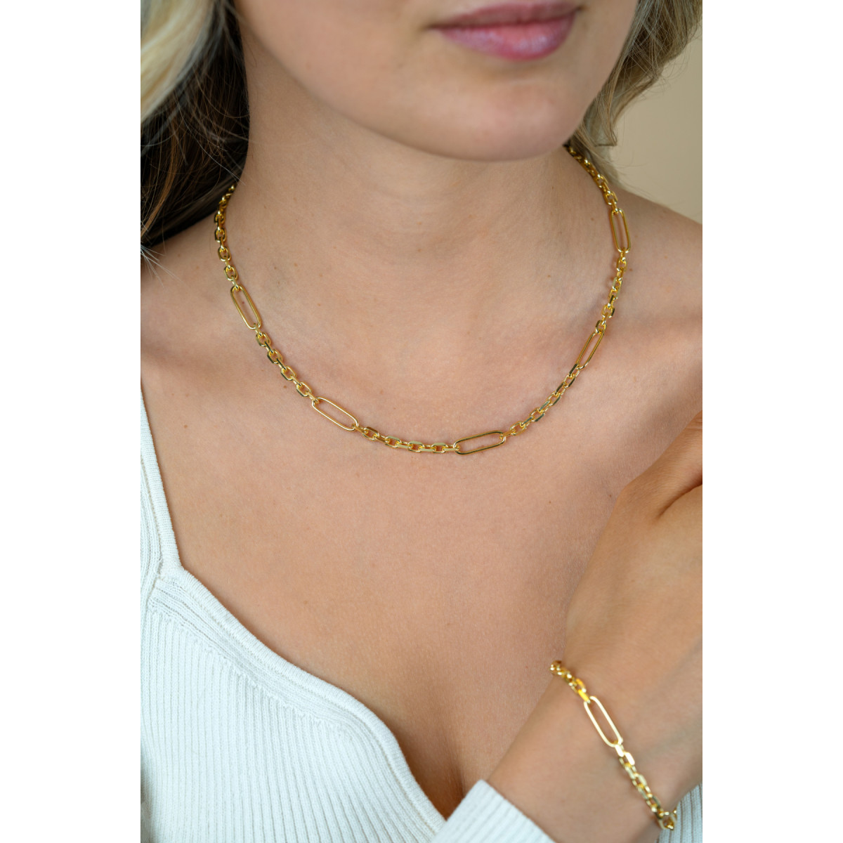 Zinzi ZIC2711G goudkleurige schakelketting ovaal 5.7 mm breed - Lengte 43-47 cm