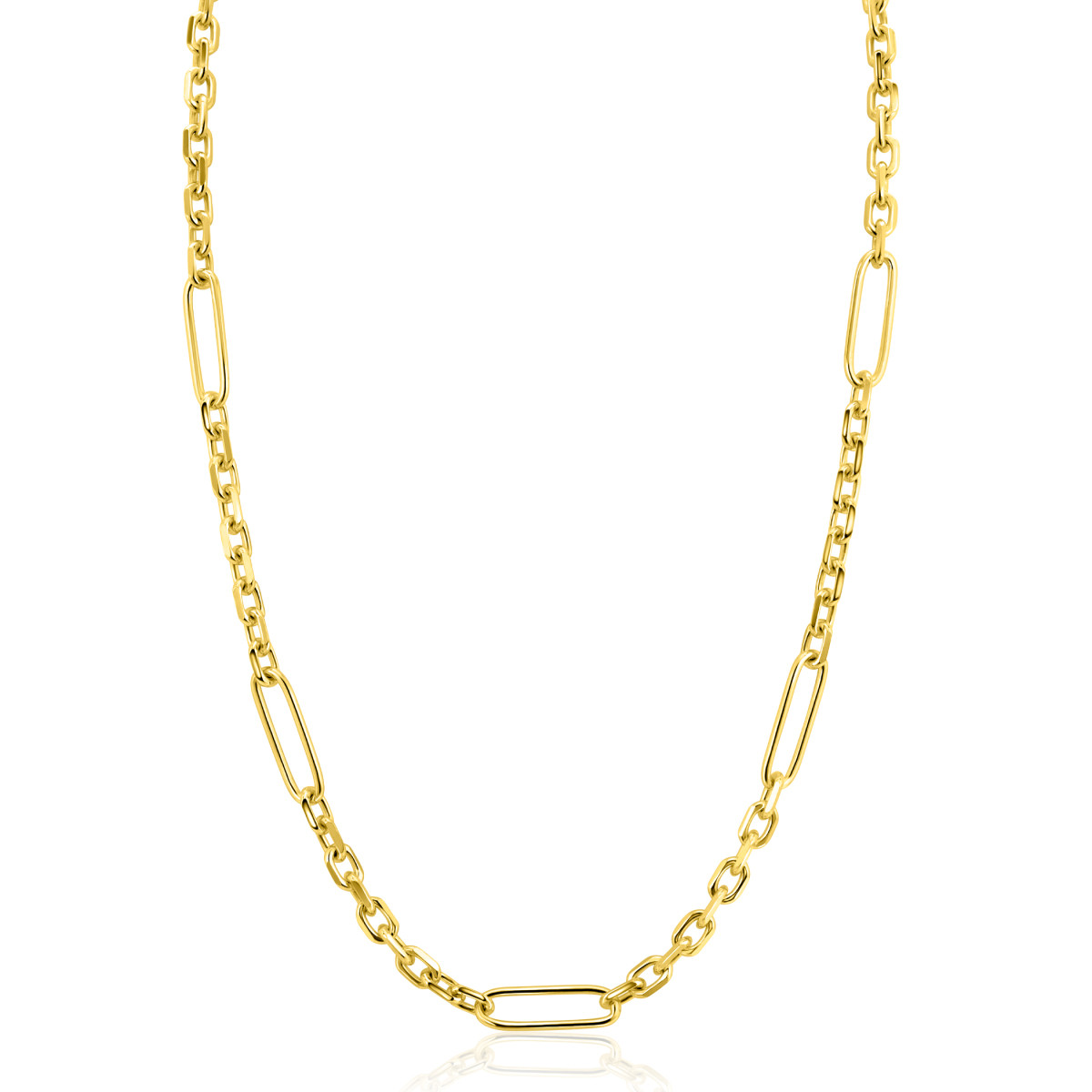 Zinzi ZIC2711G goudkleurige schakelketting ovaal 5.7 mm breed - Lengte 43-47 cm