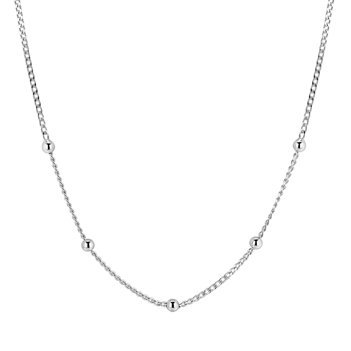Zinzi ZIC2714 zilveren gourmet schakelketting met bolletjes 3.1 mm breed - Lengte 42-45 cm