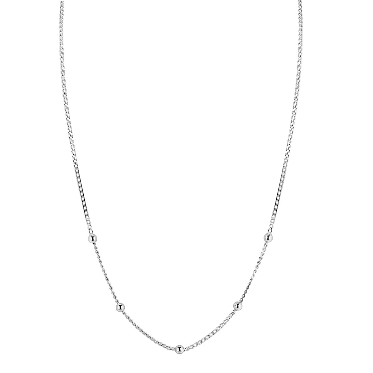 Zinzi ZIC2714 zilveren gourmet schakelketting met bolletjes 3.1 mm breed - Lengte 42-45 cm