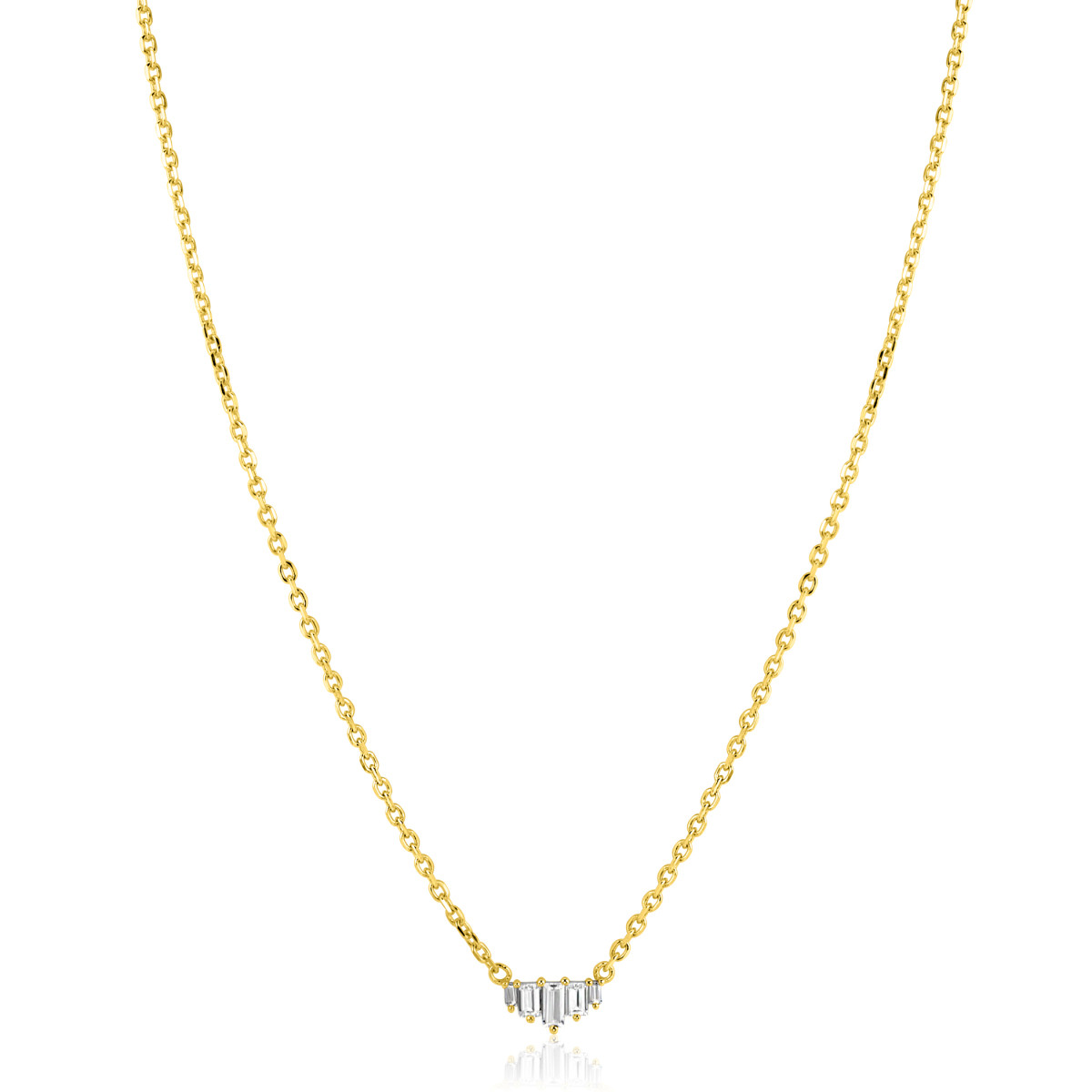 Zinzi ZIC2723Y goudkleurige ketting met baguette zirkonia 8.8 mm breed - Lengte 42-45 cm