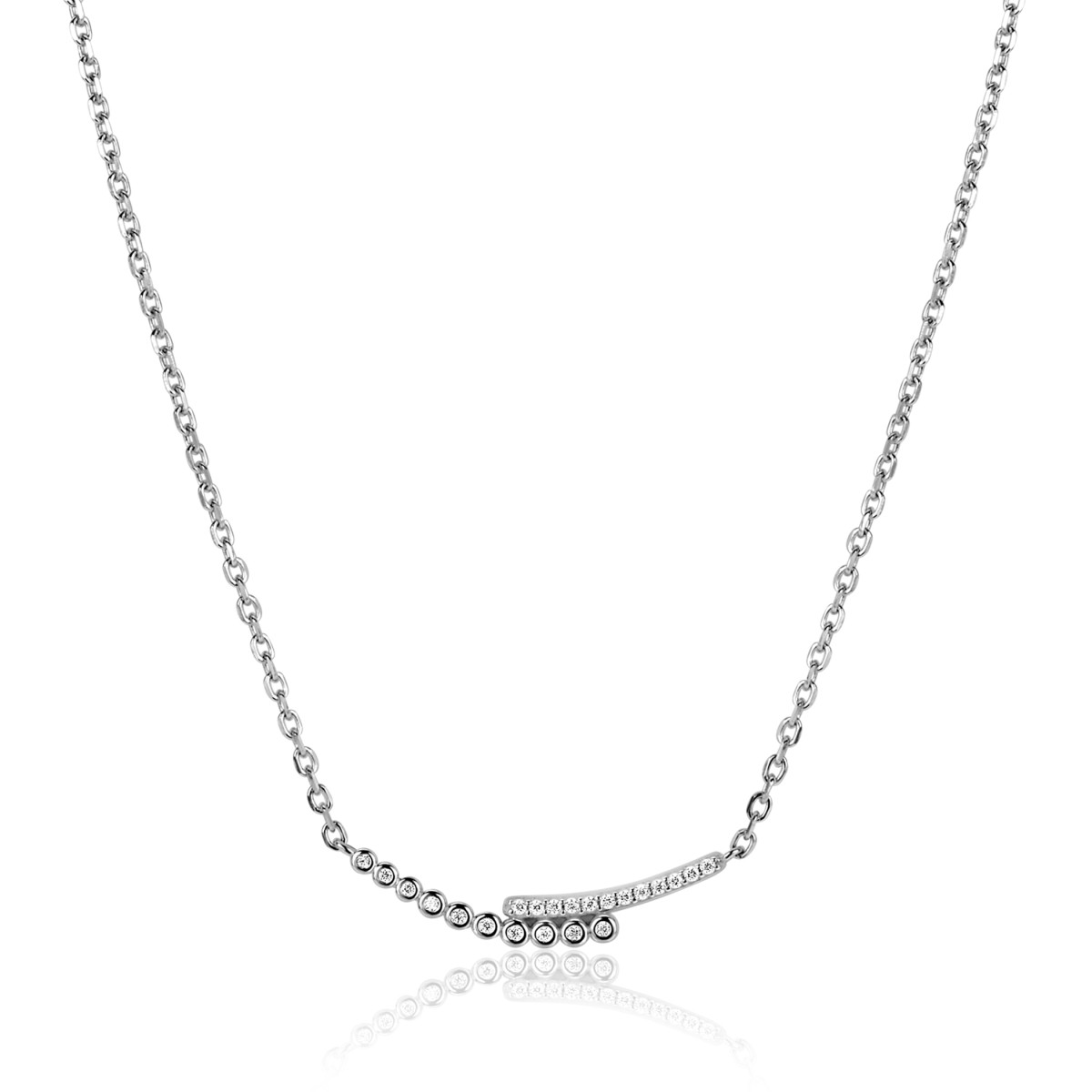 Zinzi ZIC2729 zilveren ketting met staafjes hanger zirkonia 3.5 mm breed - Lengte 42-45 cm