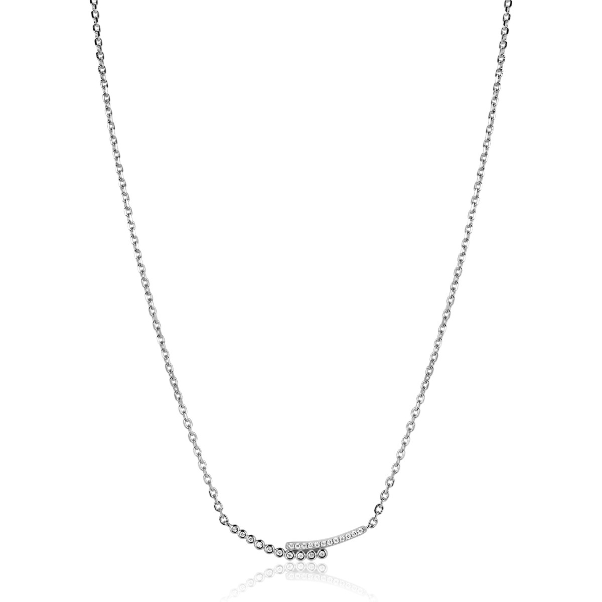 Zinzi ZIC2729 zilveren ketting met staafjes hanger zirkonia 3.5 mm breed - Lengte 42-45 cm