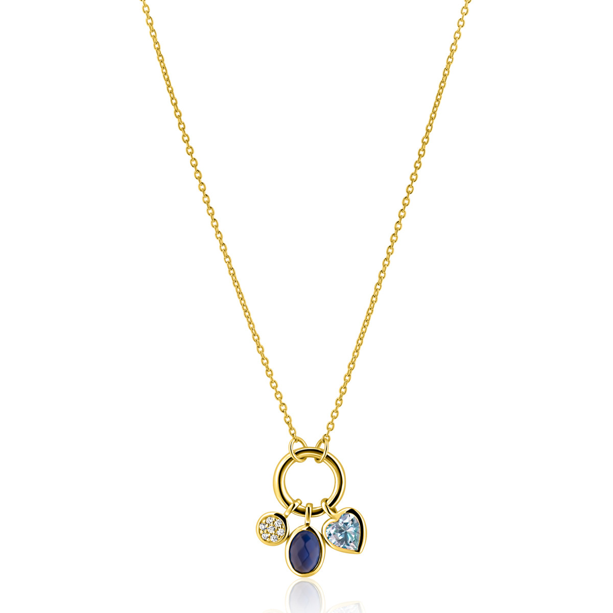 Zinzi ZIC2737 gold plated ketting met hanger hart en ovaal 10 mm breed - Lengte 42-45 cm