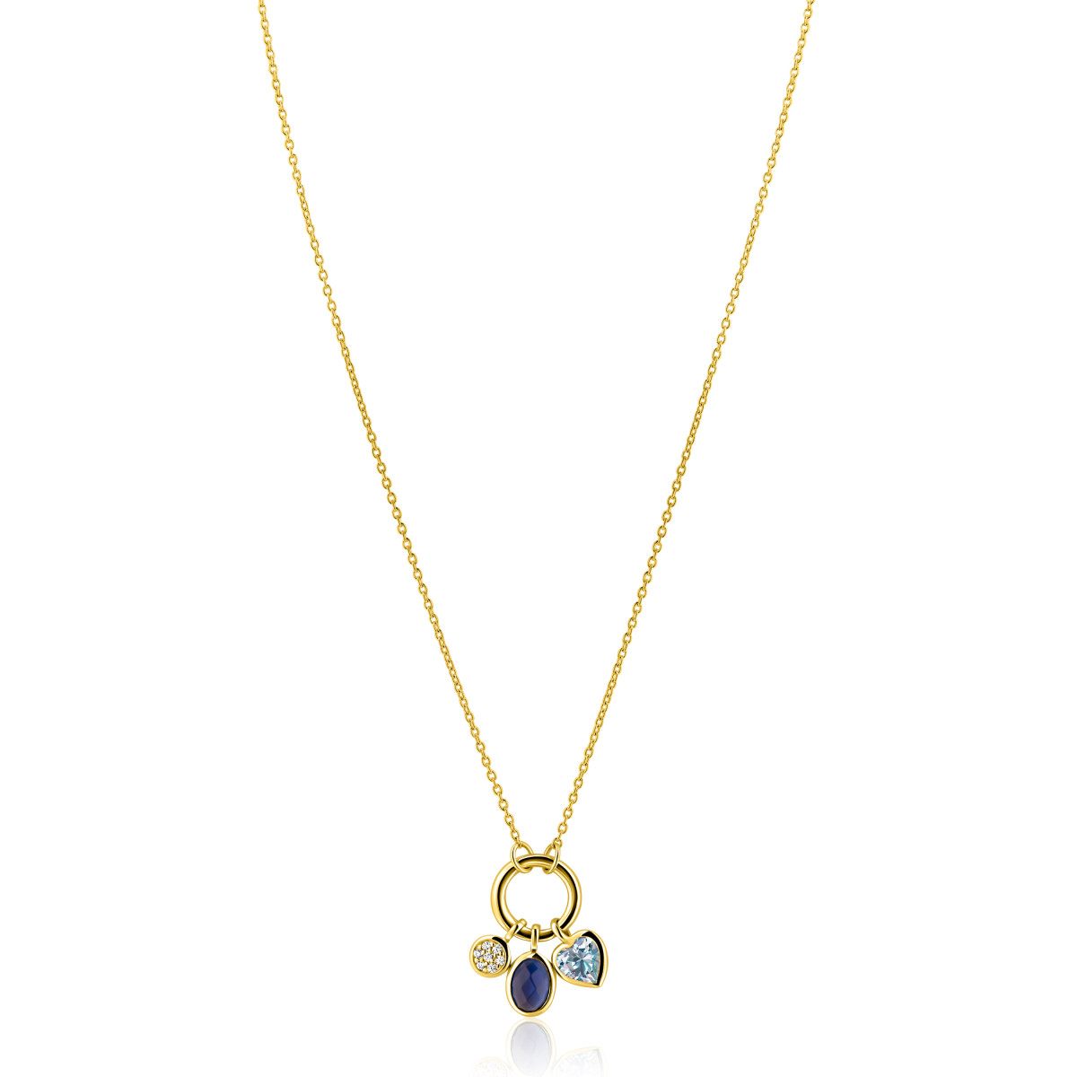 Zinzi ZIC2737 gold plated ketting met hanger hart en ovaal 10 mm breed - Lengte 42-45 cm