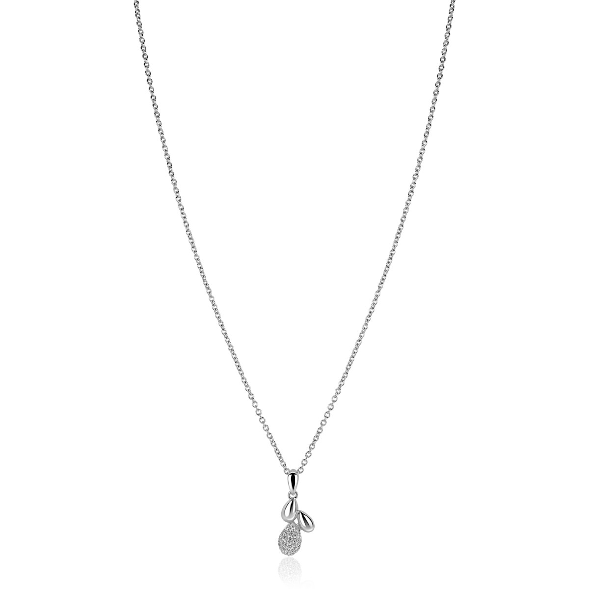 Zinzi ZIC2746 zilveren ketting met druppelhanger en zirkonia 8 mm breed - Lengte 42-45 cm