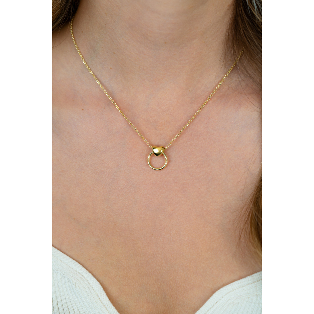 Zinzi ZIC2759 goudkleurige ketting met hart 13 mm breed - Lengte 42-45 cm